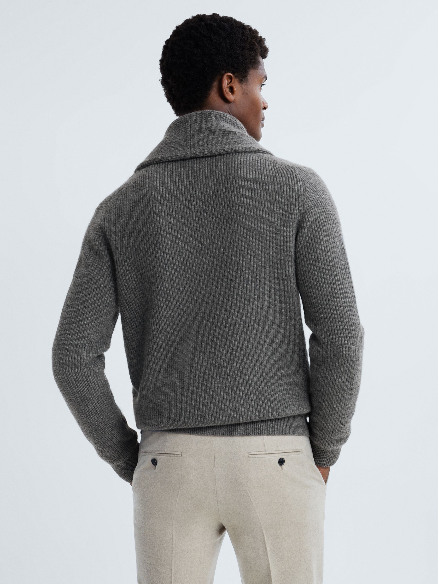 Atelier Cashmere Button-Through Cardigan in Charcoal Melange - Image 5 of 7