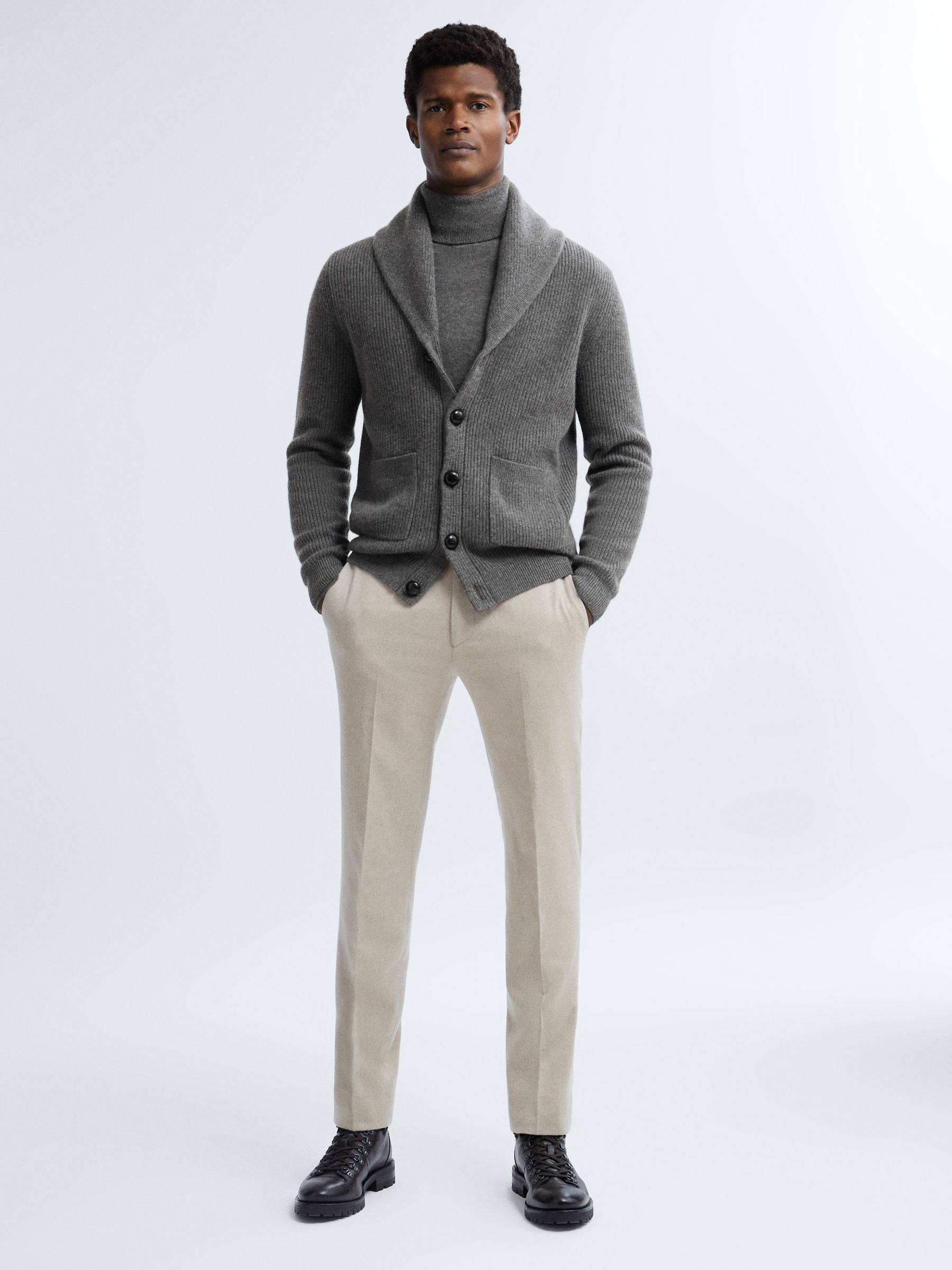Atelier Cashmere Button-Through Cardigan in Charcoal Melange - Image 6 of 7