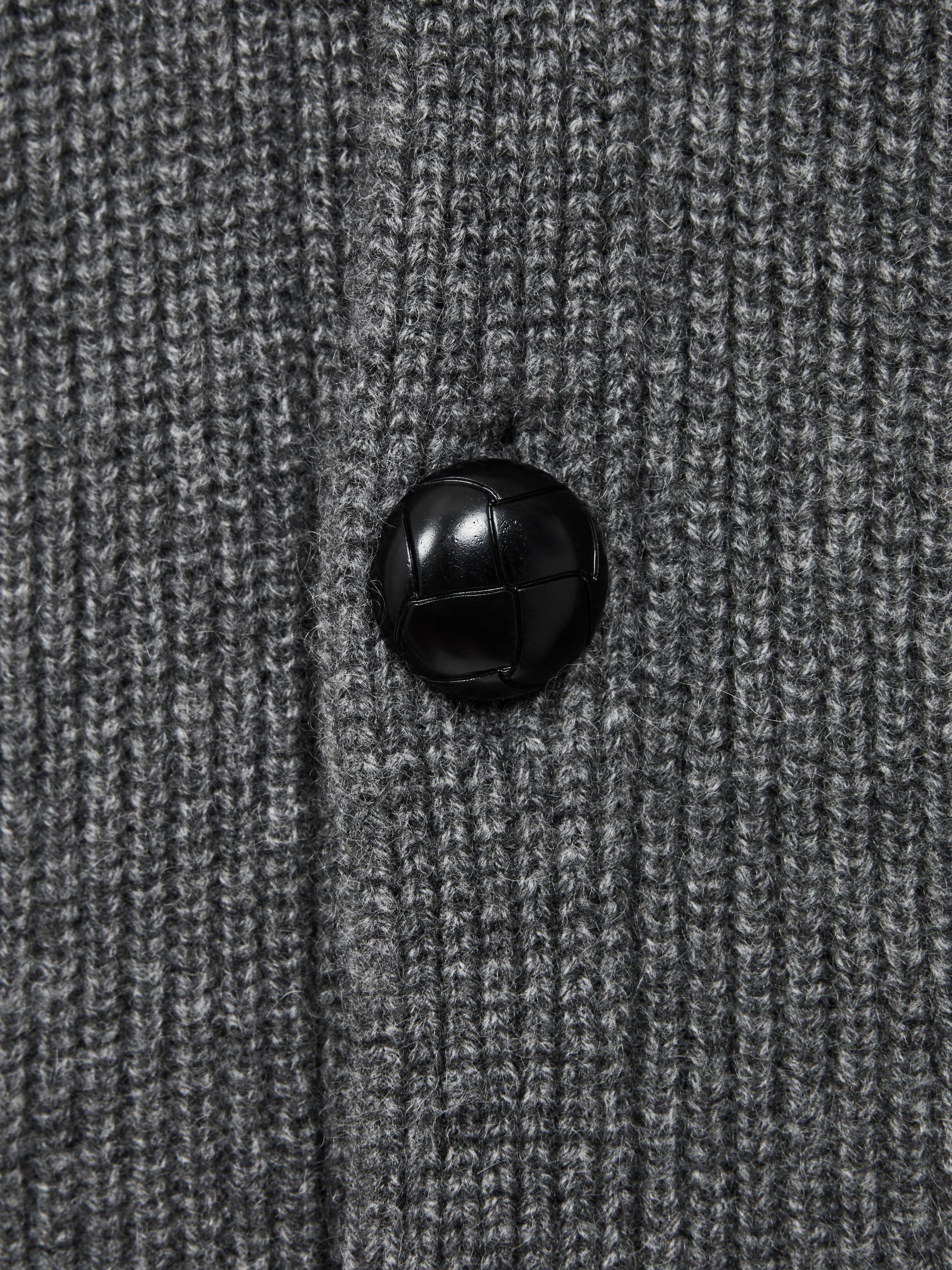 Atelier Cashmere Button-Through Cardigan in Charcoal Melange - Image 7 of 7