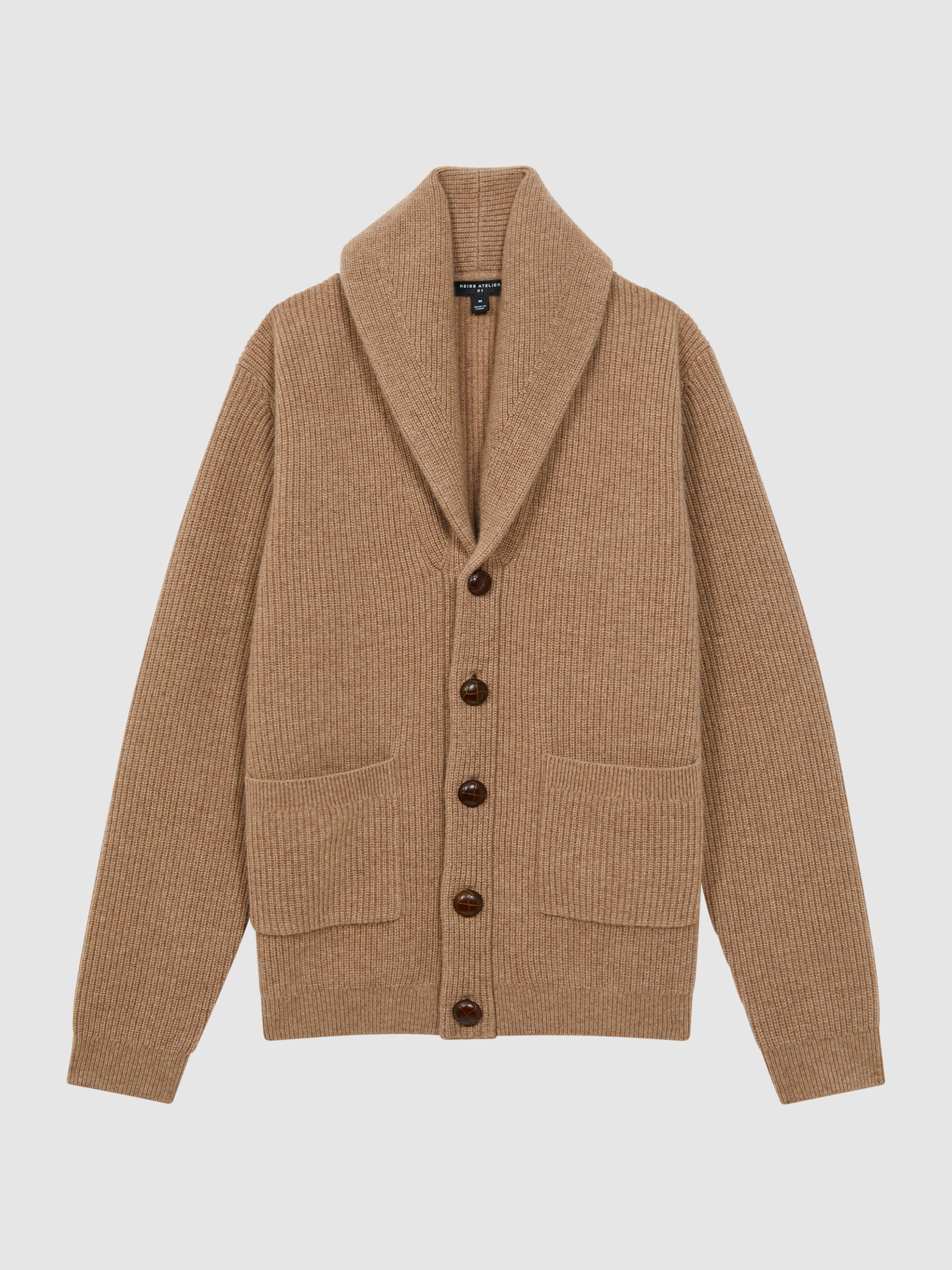 Atelier Cashmere Button-Through Cardigan in Camel - Image 2 of 7