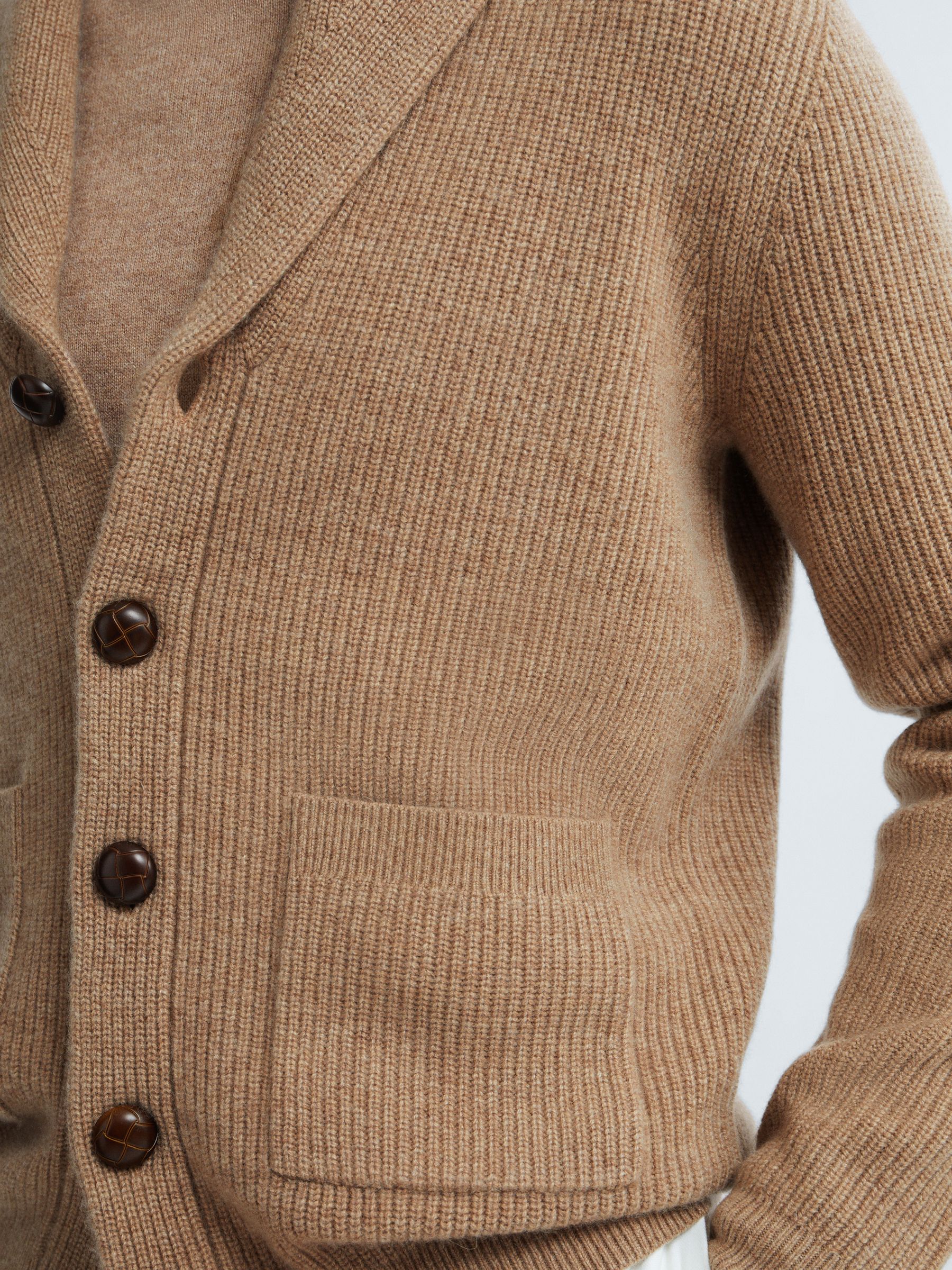 Atelier Cashmere Button-Through Cardigan in Camel - Image 4 of 7