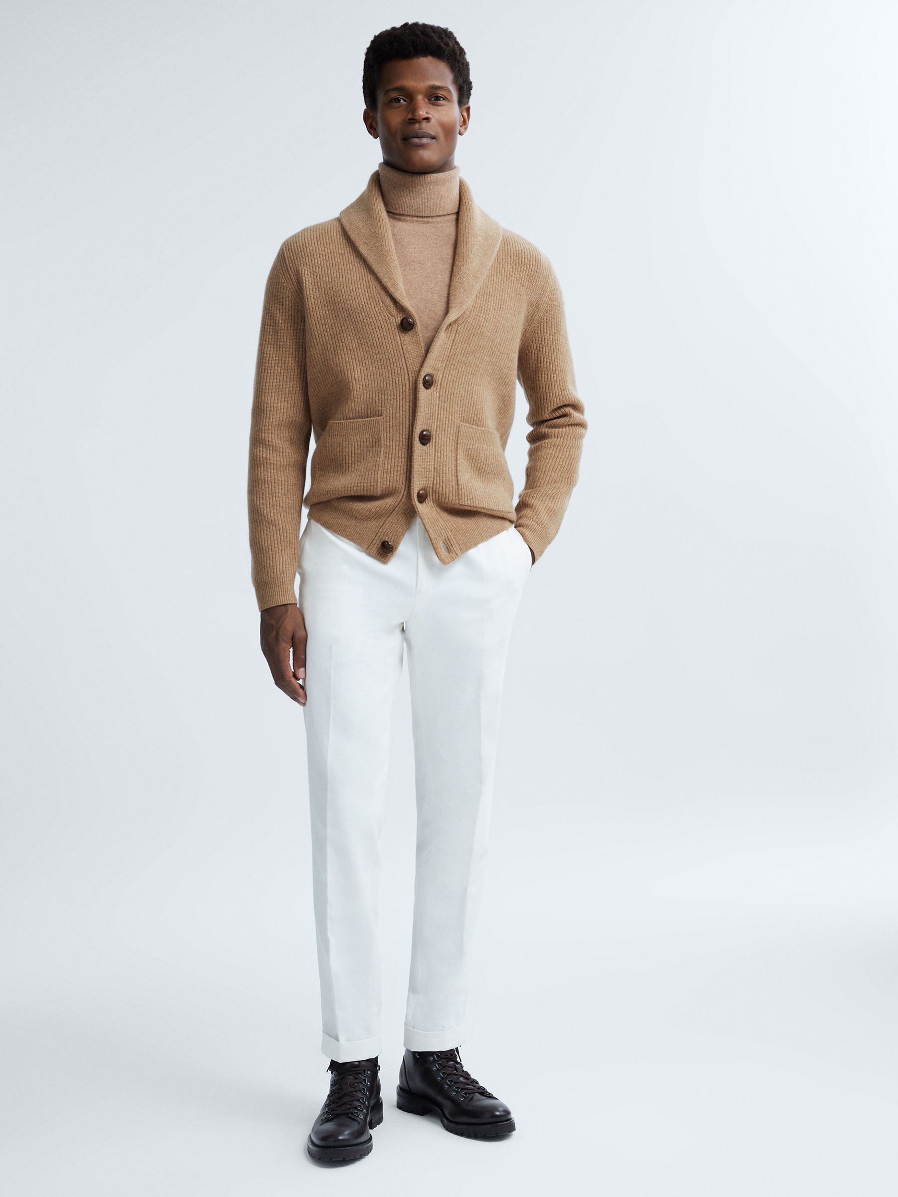Atelier Cashmere Button-Through Cardigan in Camel - Image 6 of 7