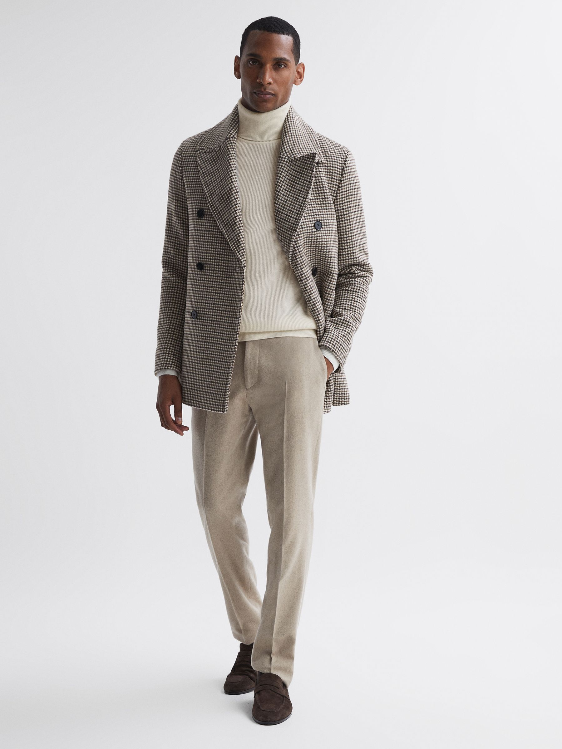 Slim Fit Wool Roll Neck Jumper in Ecru - Image 3 of 4