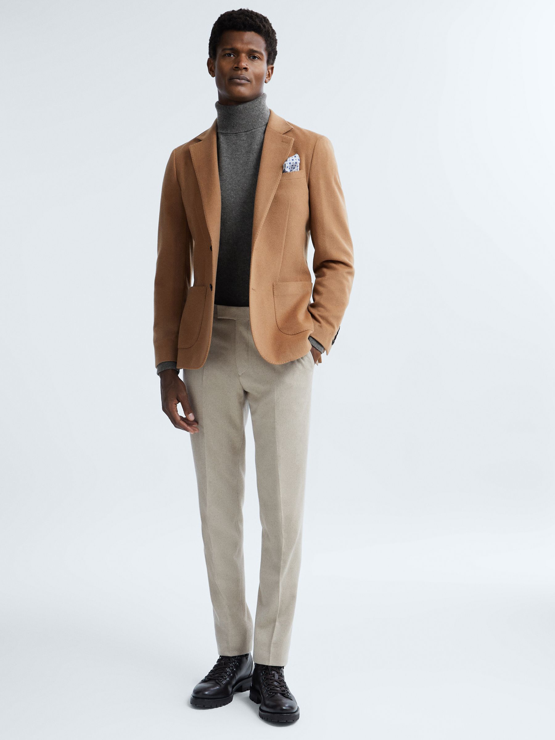 Atelier Cashmere Roll Neck Jumper in Charcoal Melange - Image 3 of 6