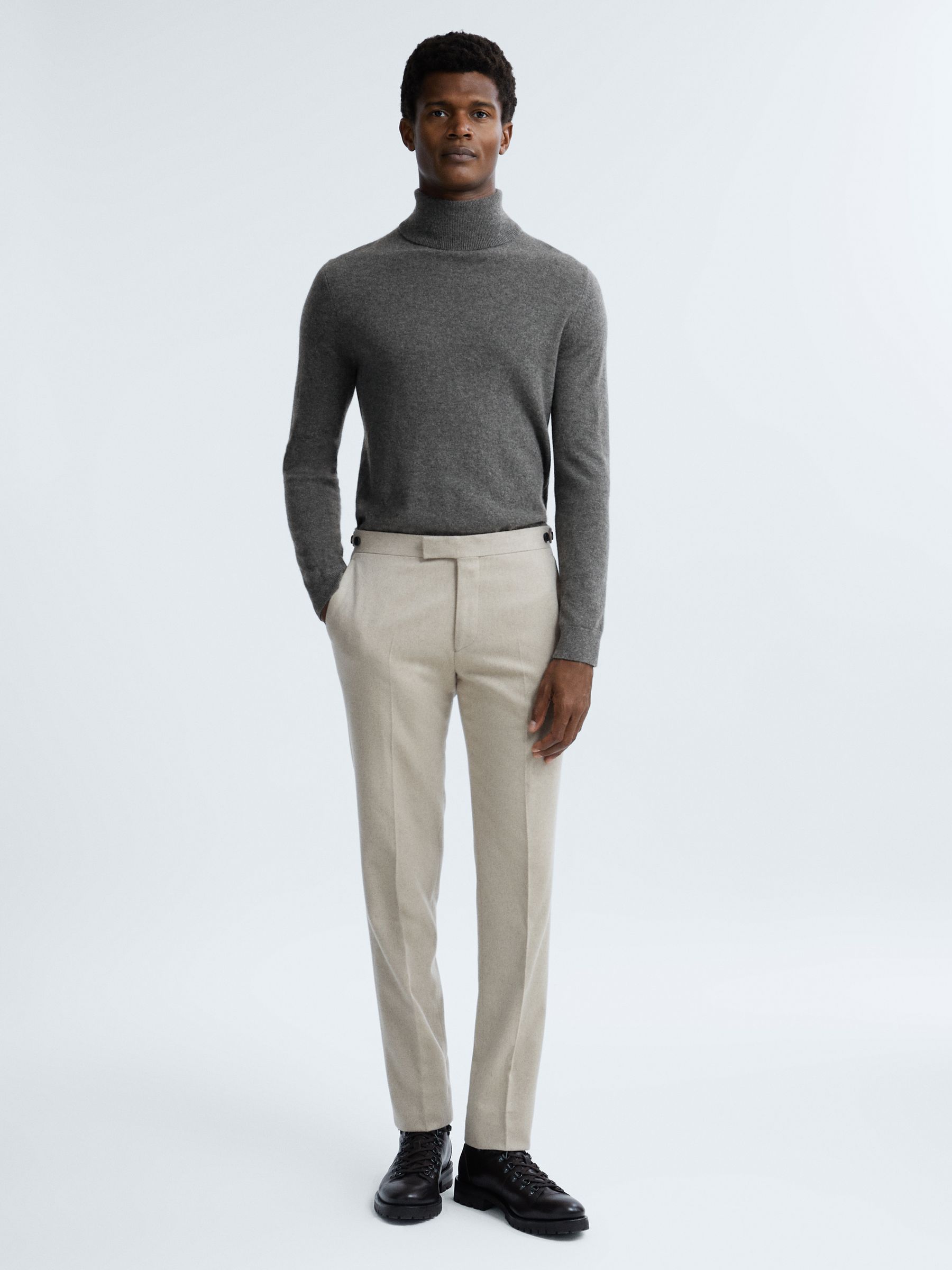 Atelier Cashmere Roll Neck Jumper in Charcoal Melange - Image 4 of 6