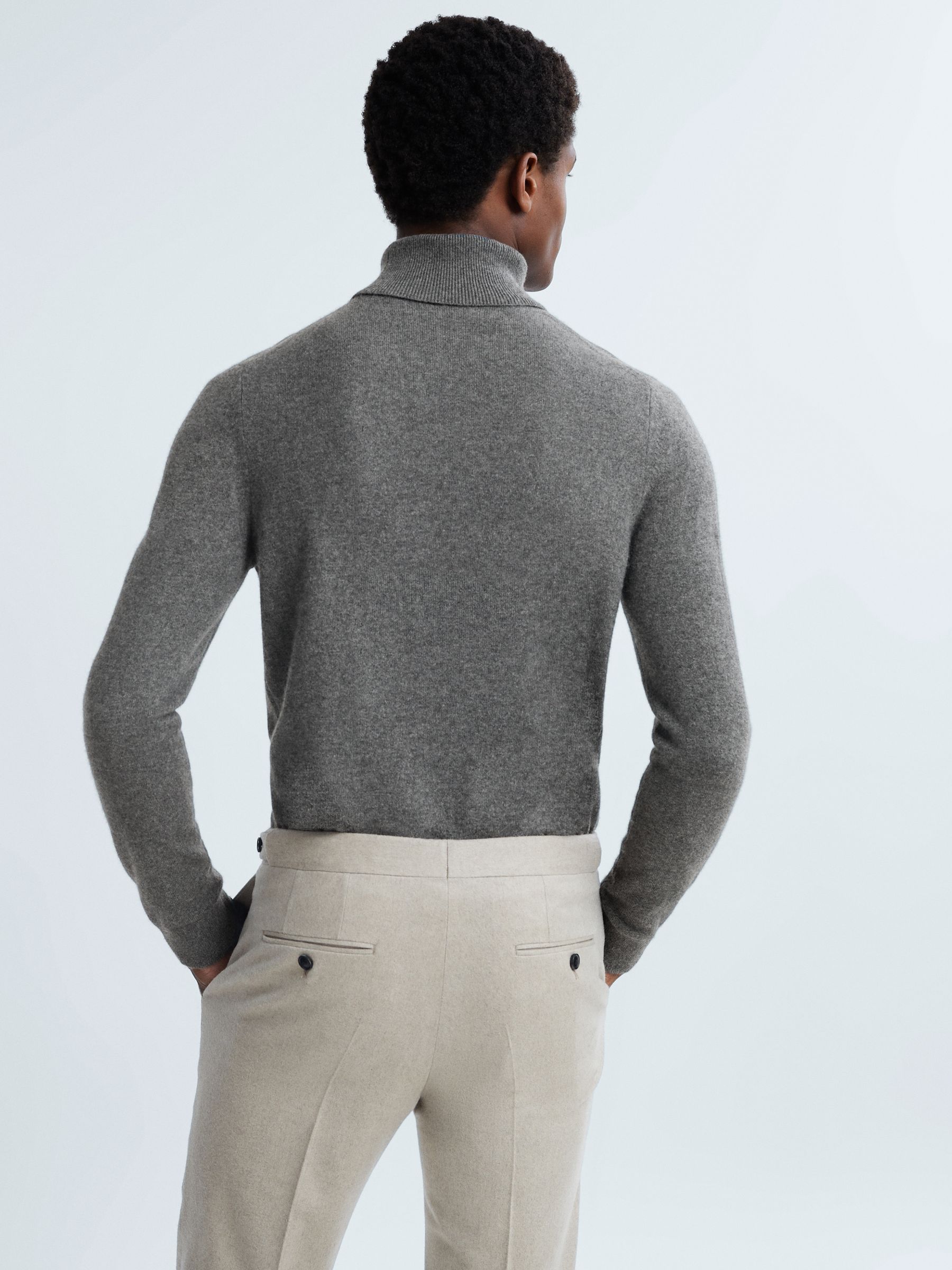 Atelier Cashmere Roll Neck Jumper in Charcoal Melange - Image 5 of 6