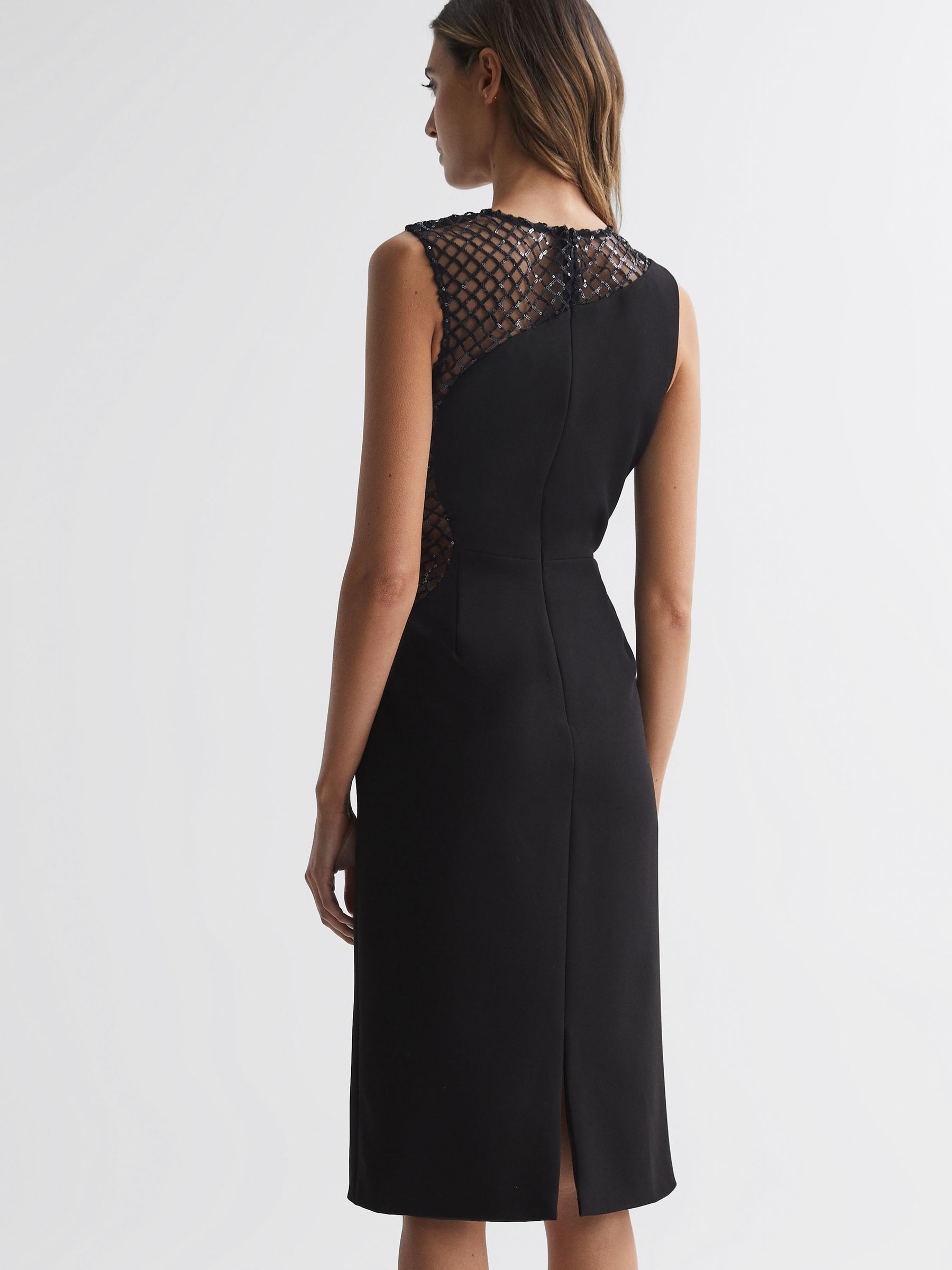 Halston Sequin Midi Dress in Black - Image 5 of 6