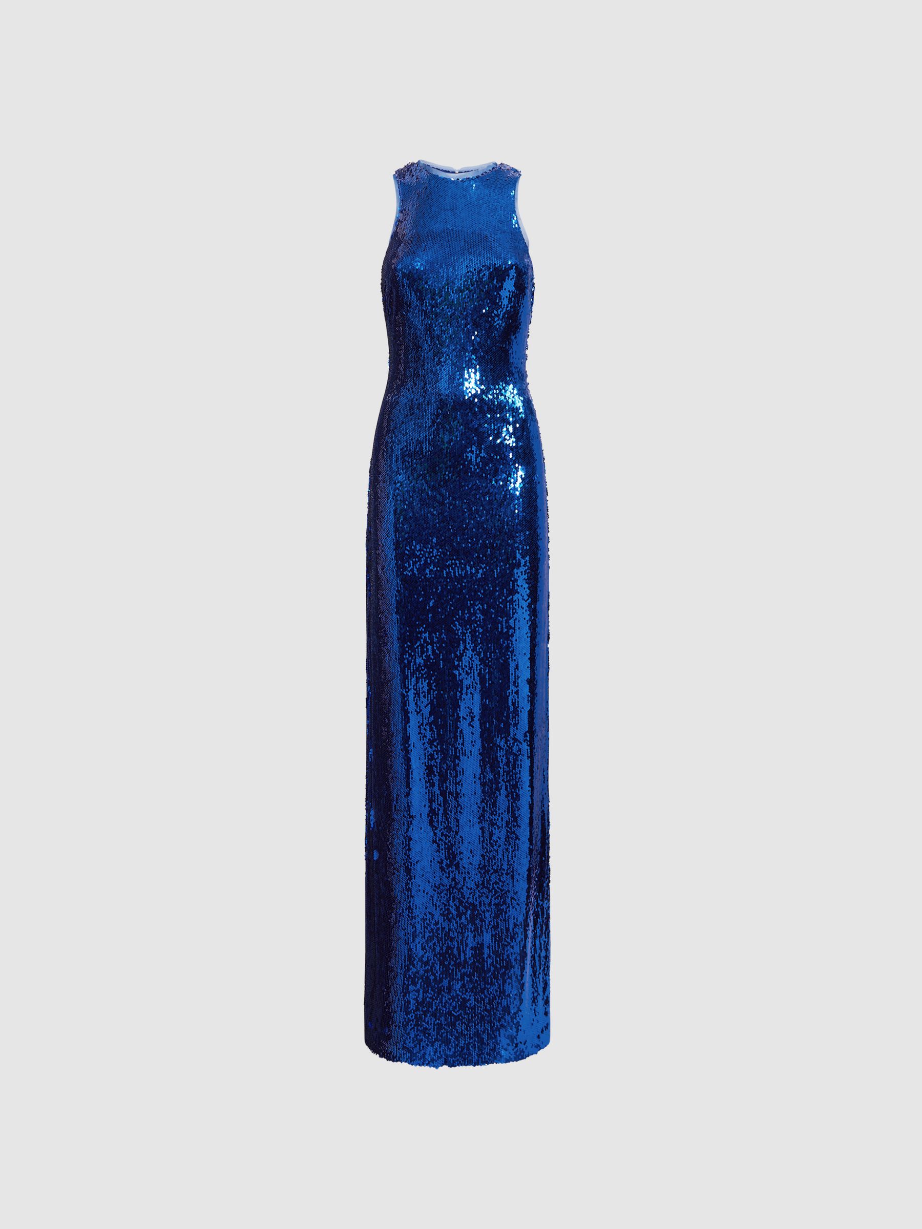 Halston Sequin Maxi Dress in Klein Blue - Image 2 of 5