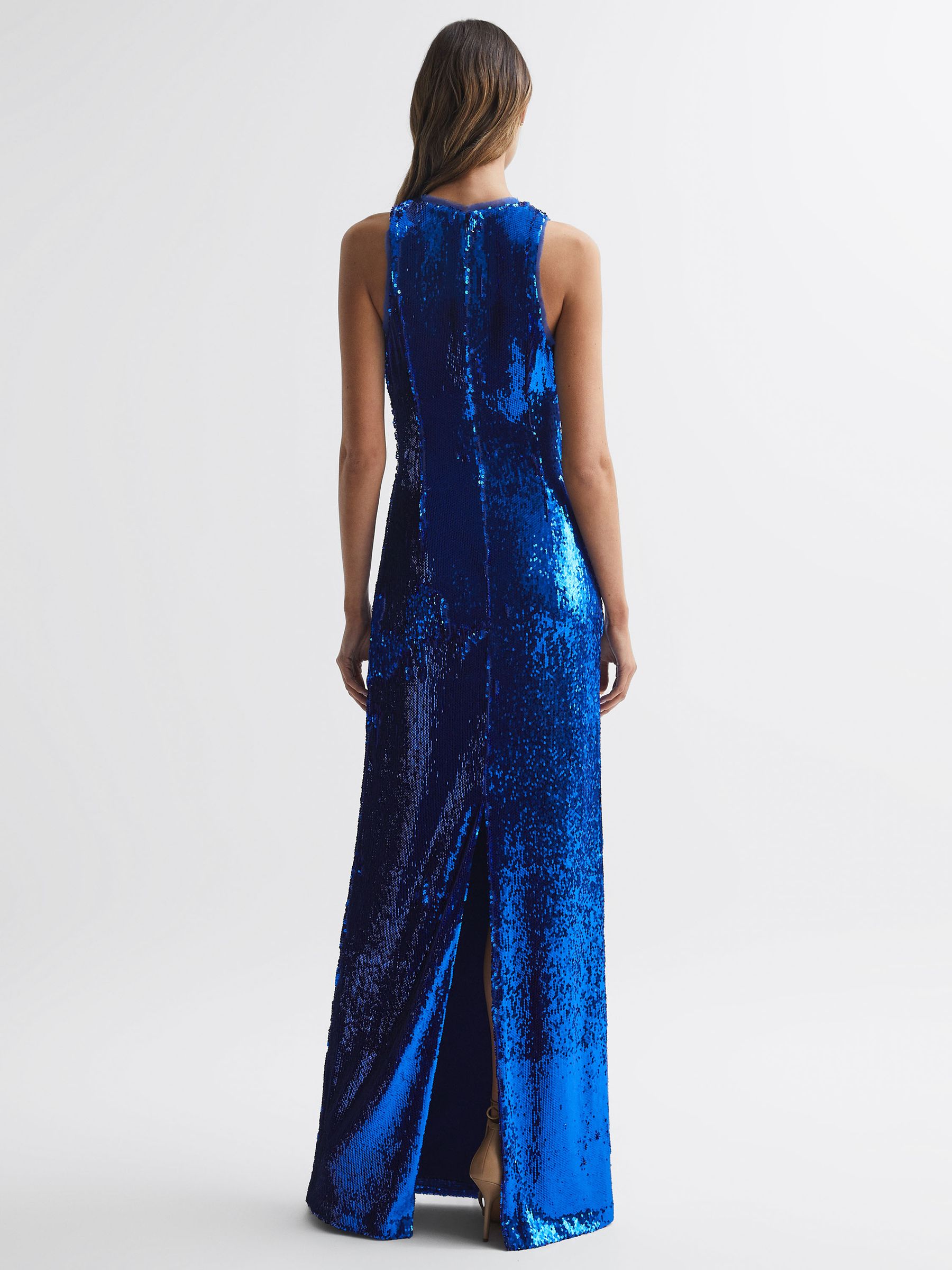Halston Sequin Maxi Dress in Klein Blue - Image 4 of 5