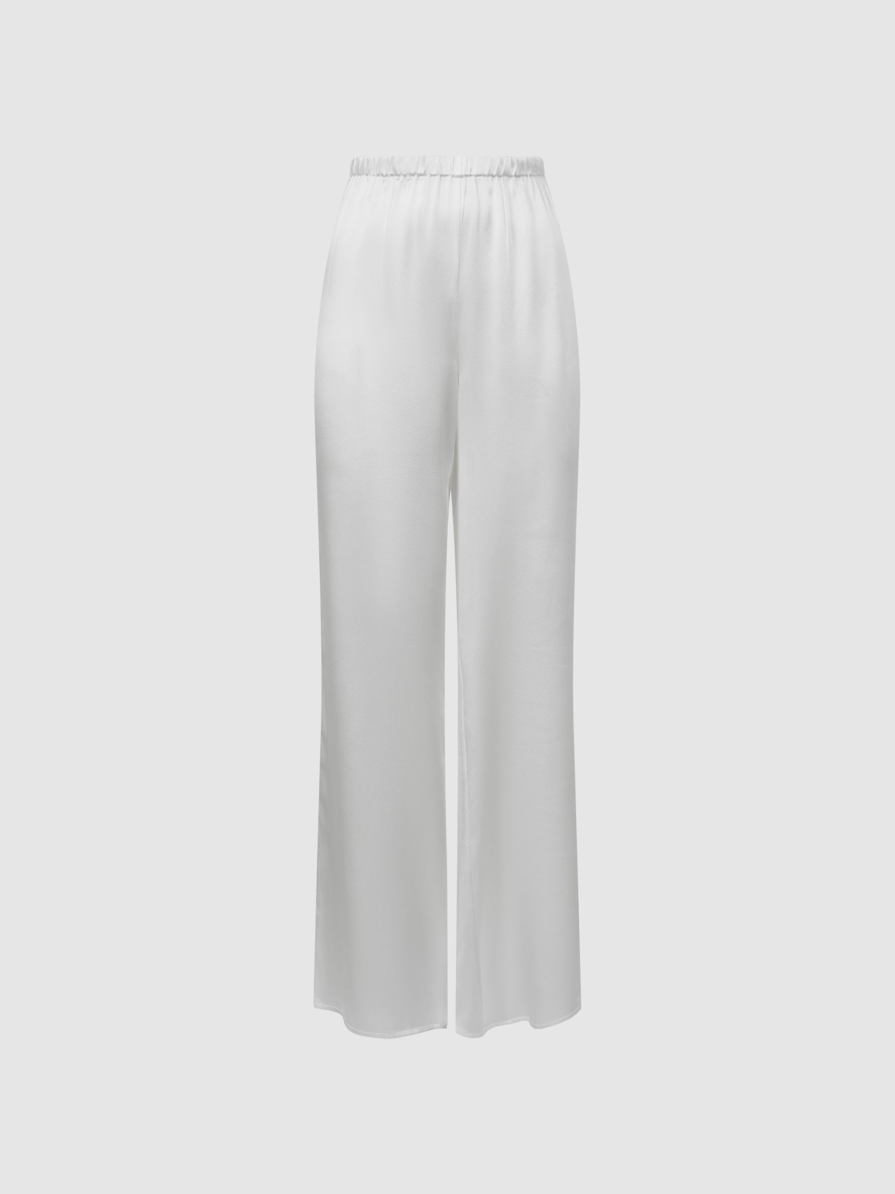 Maison Essentiele Silk Lounge Pants in Optic White - Image 2 of 4 Maison Essentiele Silk Lounge Pants in Optic White - Image 2 of 4