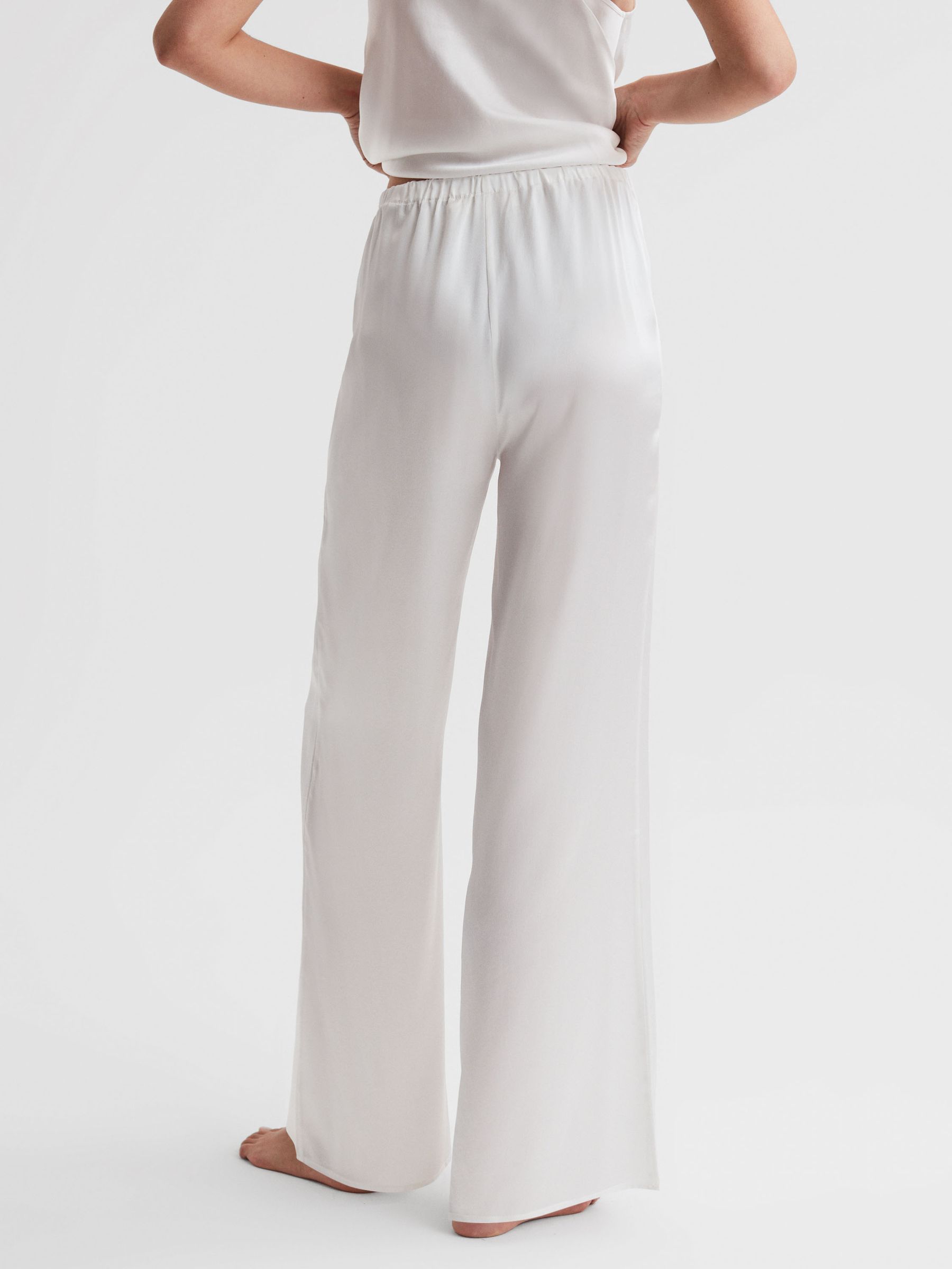 Maison Essentiele Silk Lounge Pants in Optic White - Image 4 of 4