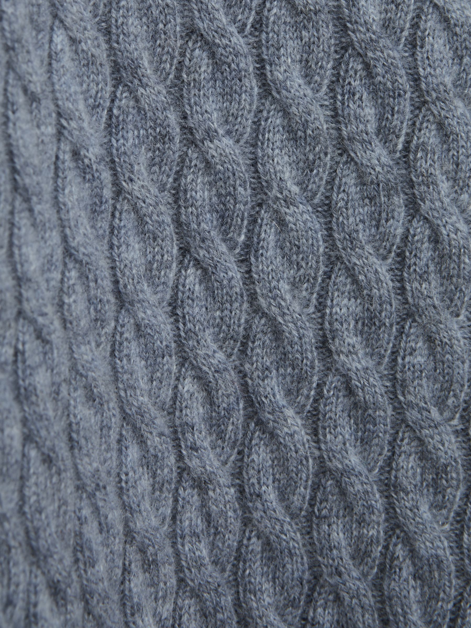 Atelier Cashmere Cable Knit Half-Zip Funnel Neck Jumper in Blue Haze - Image 7 of 7