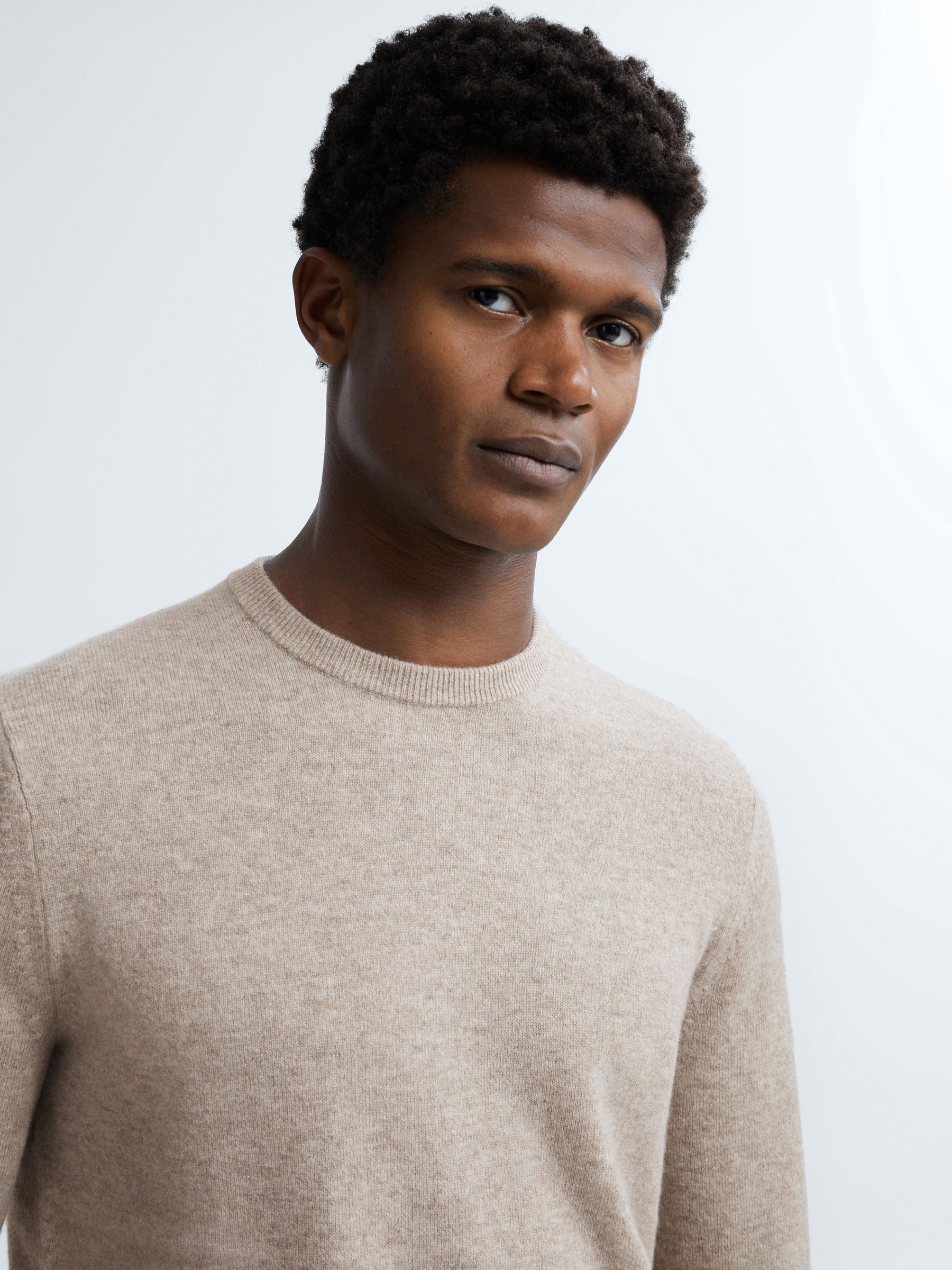 Atelier Cashmere Crew Neck Jumper in Sand Melange - Image 1 of 6