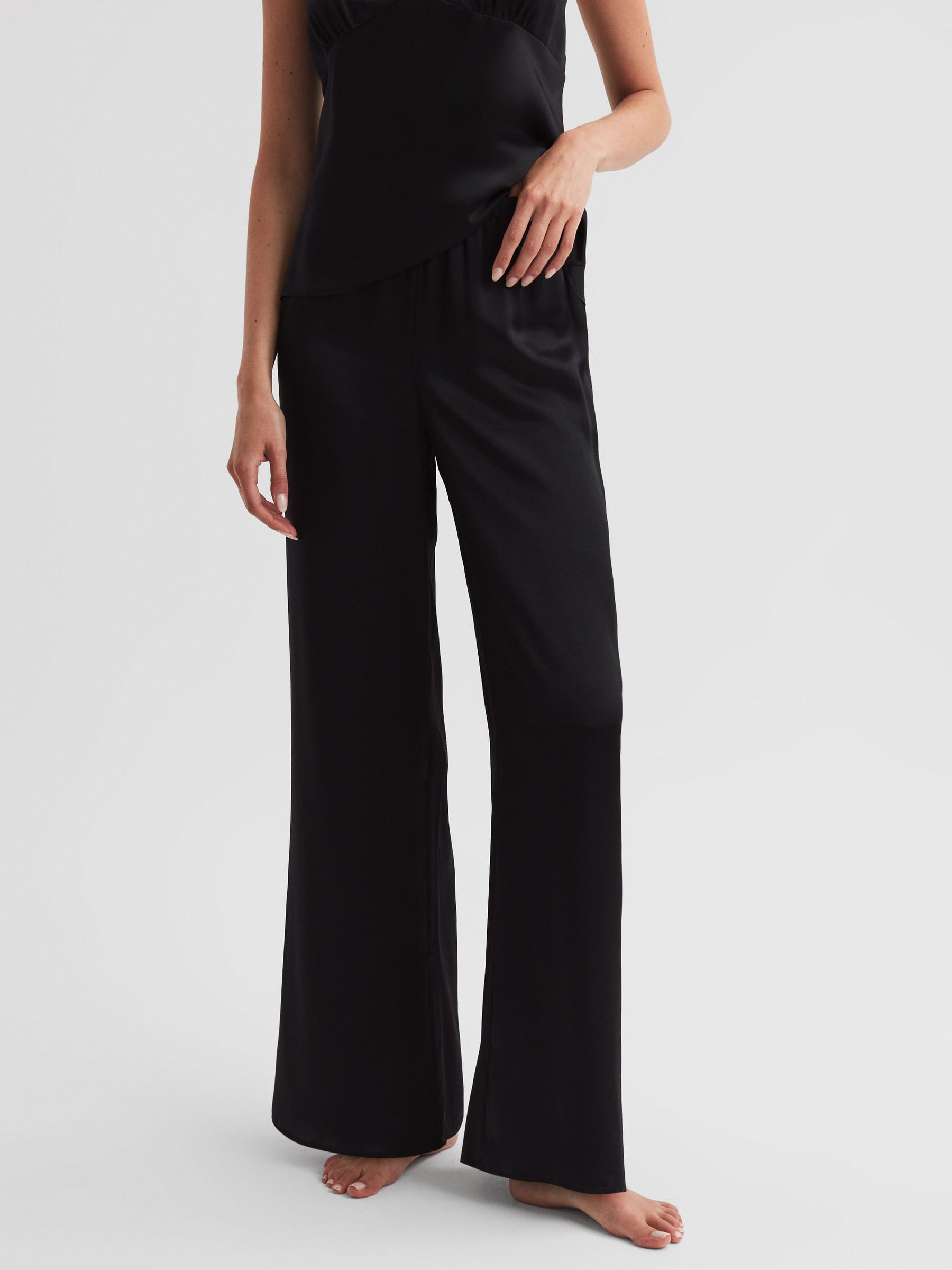 Maison Essentiele Silk Lounge Pants in Black - Image 3 of 4