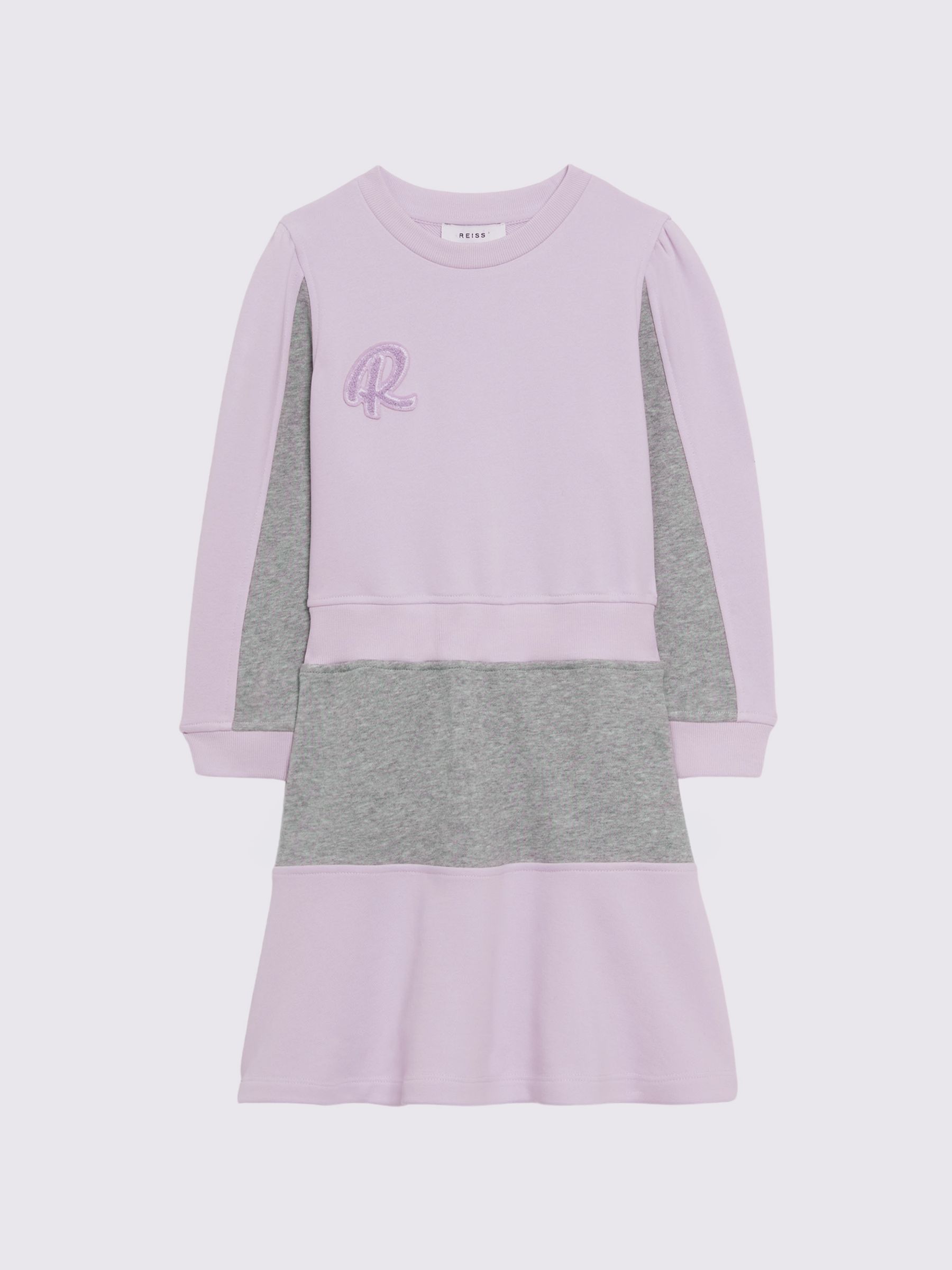 4-9 yrs Colourblock Motif Jersey Dress in Lilac - Image 2 of 5