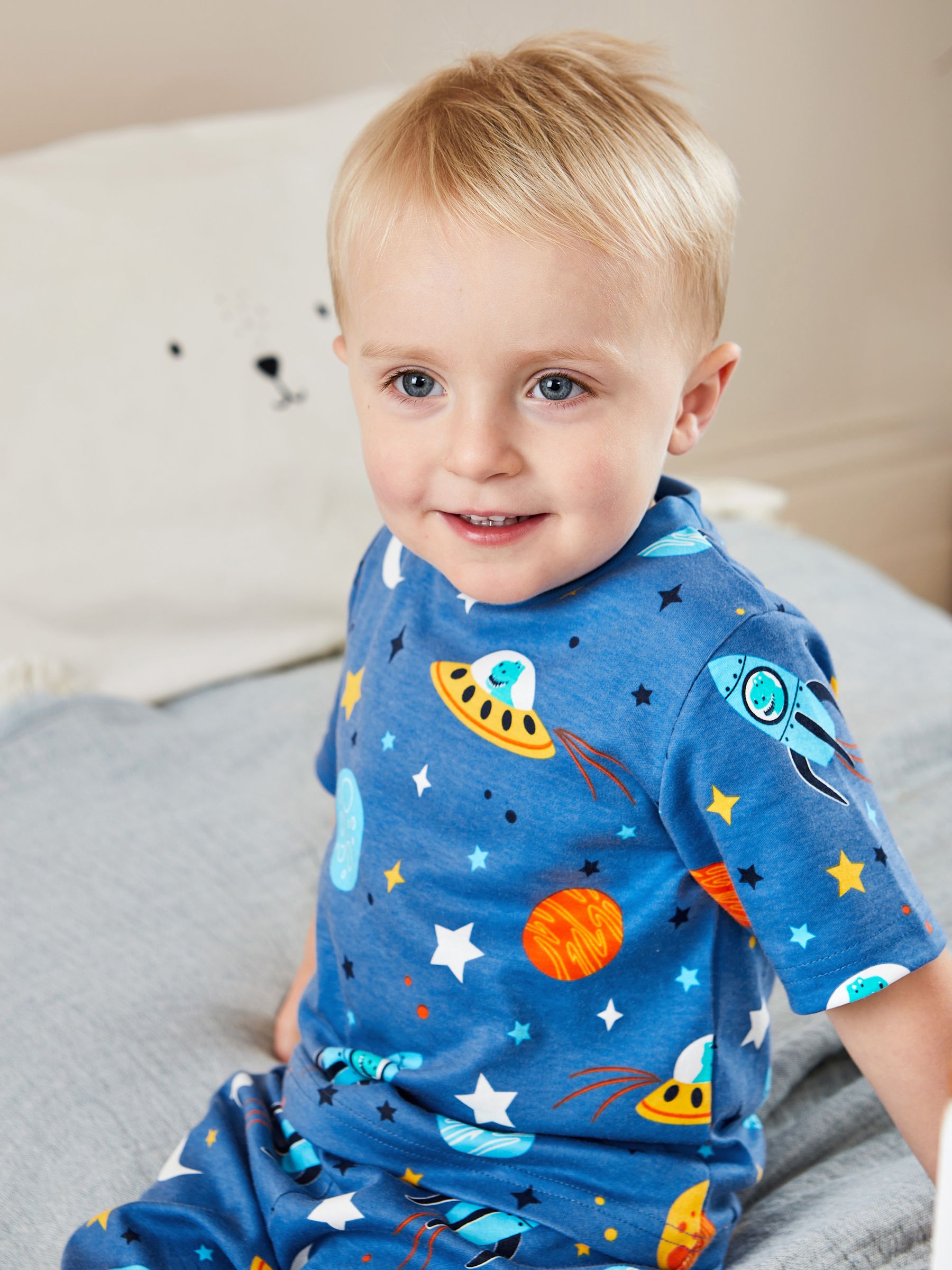 Glow In The Dark Jersey Pyjamas in Space - Image 2 of 7