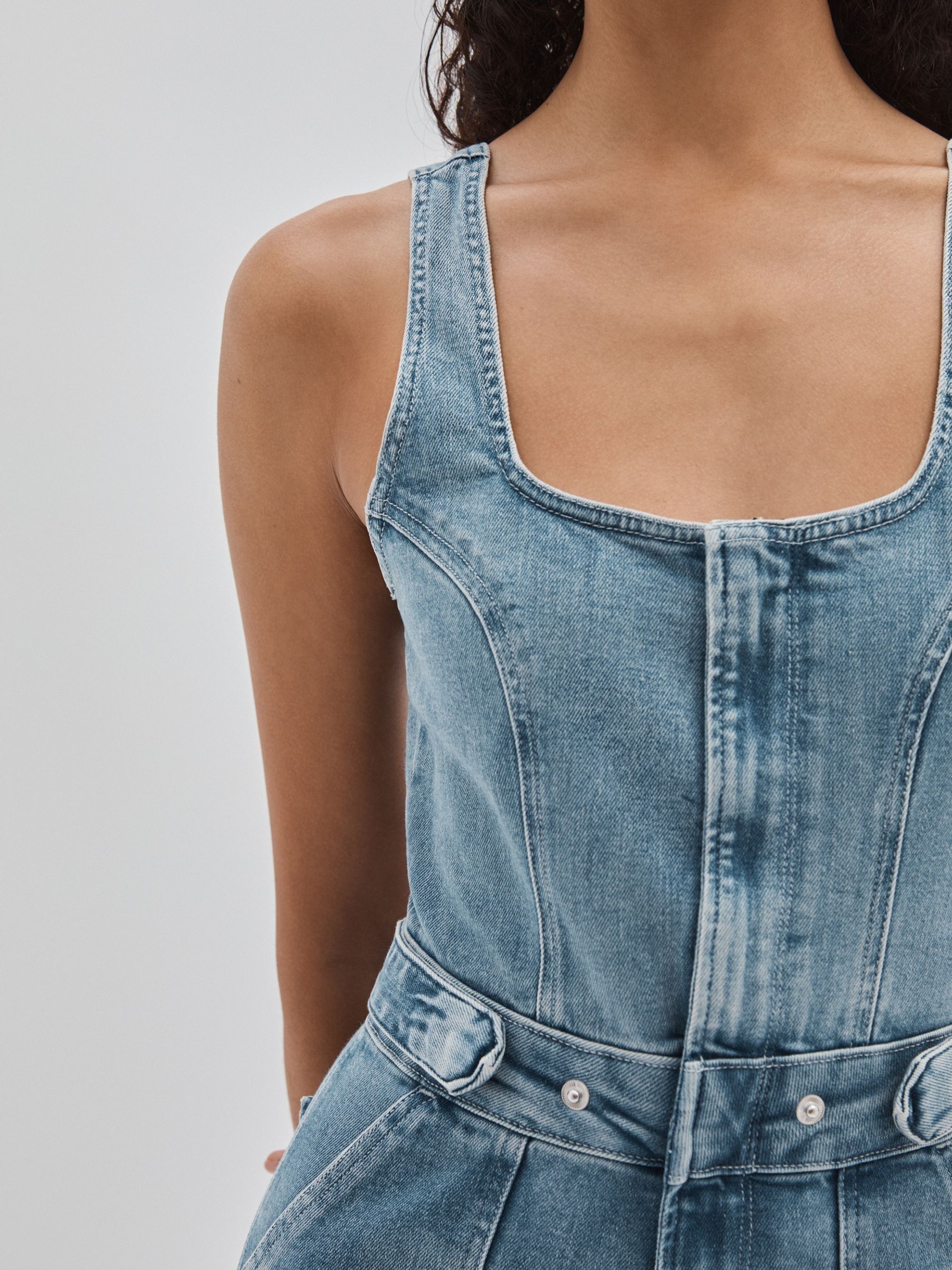 Good American Denim Jumpsuit in Mid Blue - Image 4 of 6