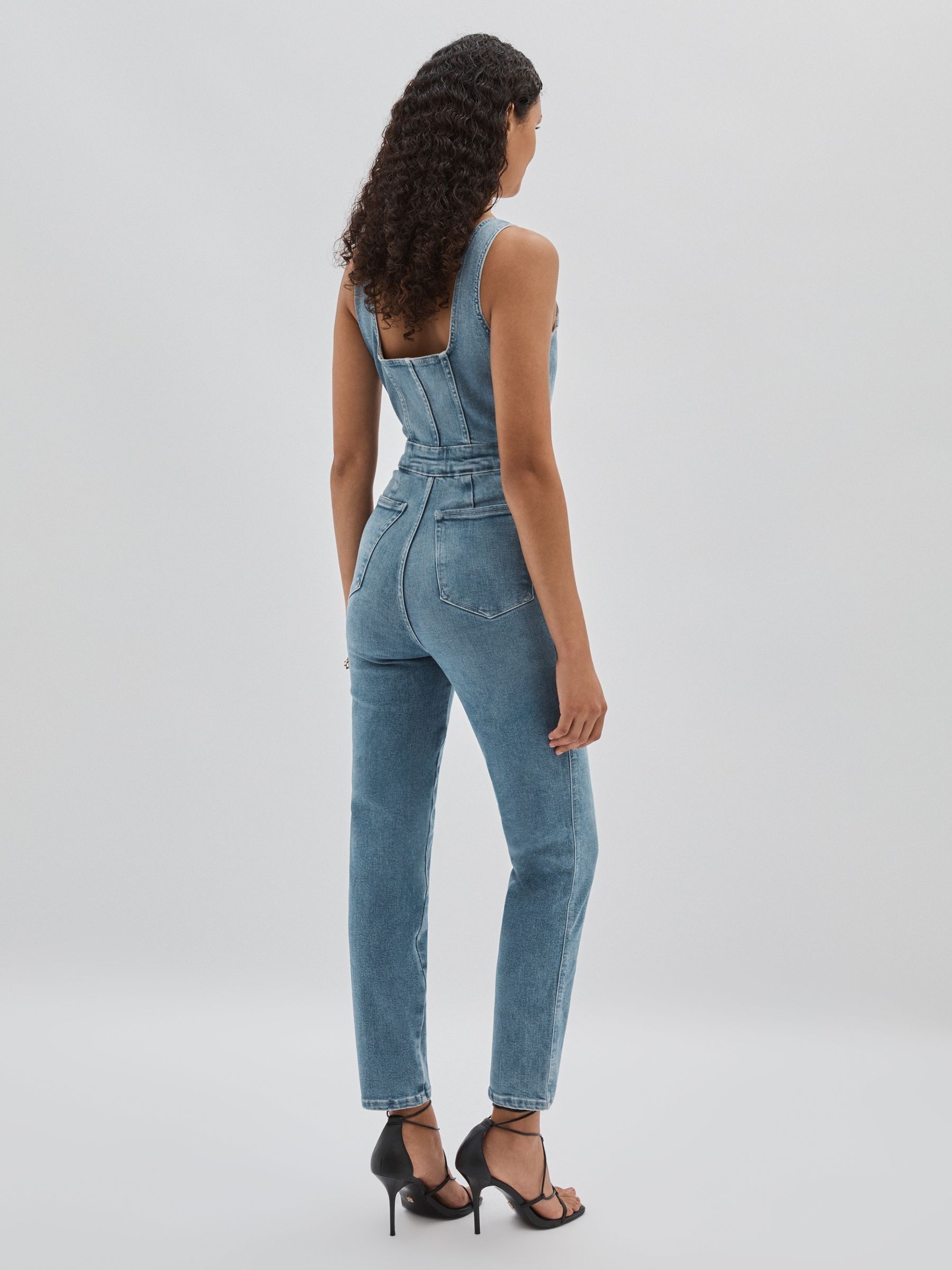 Good American Denim Jumpsuit in Mid Blue - Image 5 of 6