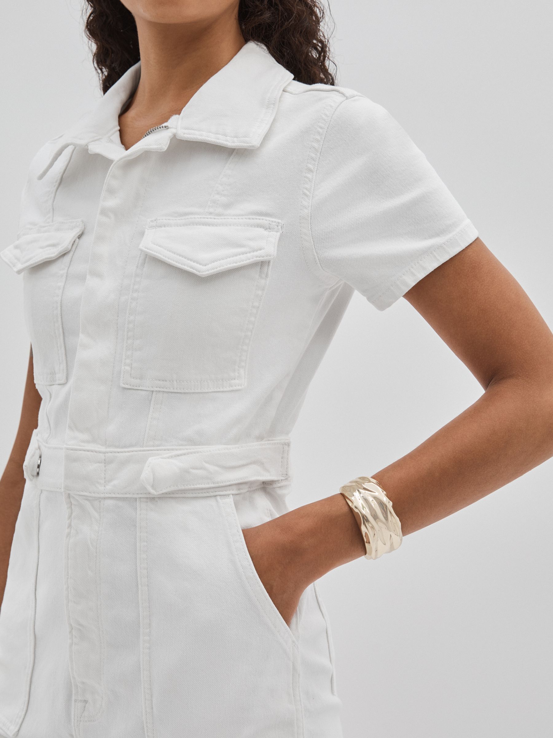 Denim Mini Dress in White - Image 3 of 5