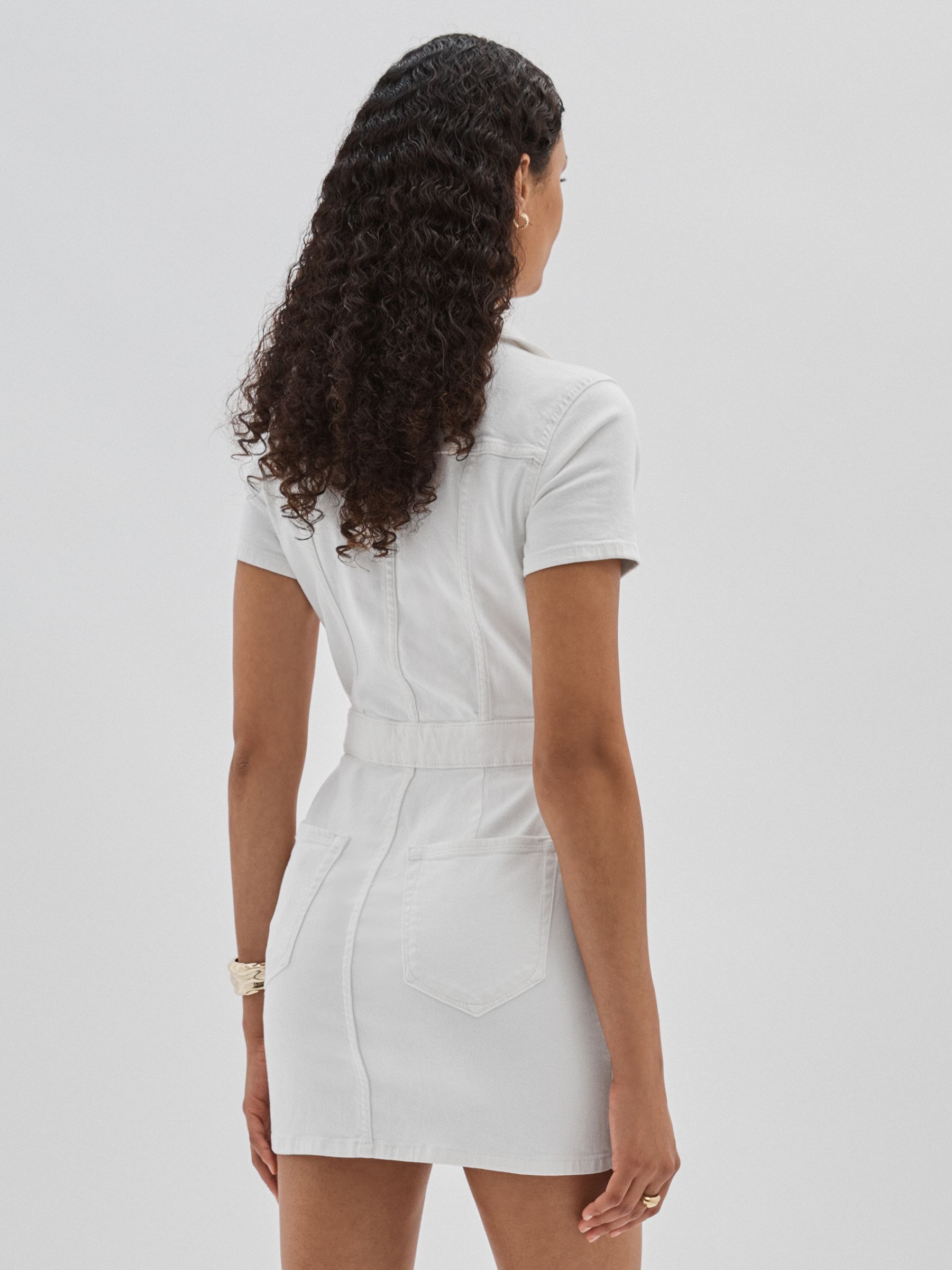 Denim Mini Dress in White - Image 4 of 5