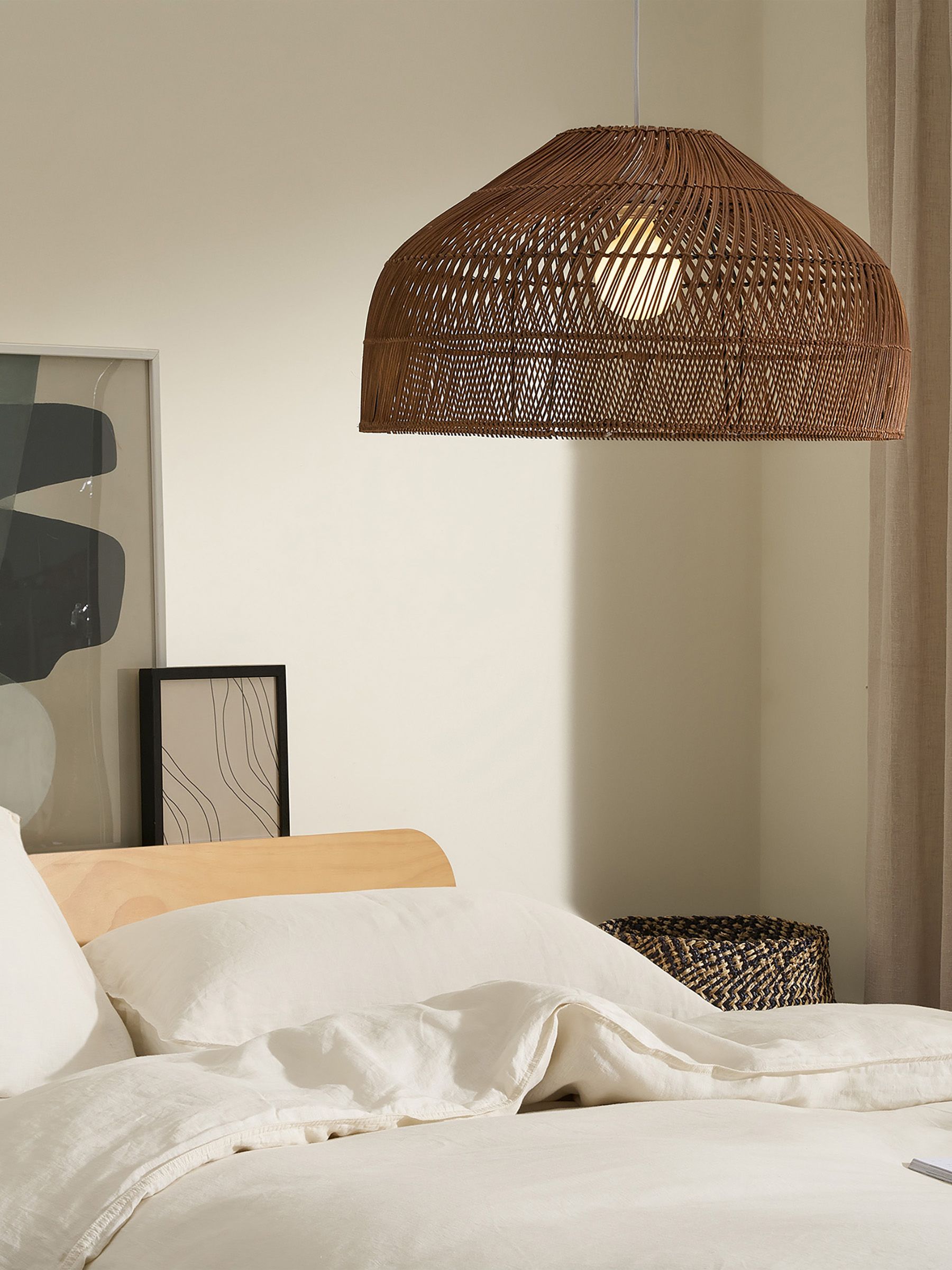 Java Large Lamp Shade in Dark Rattan - Image 1 of 3