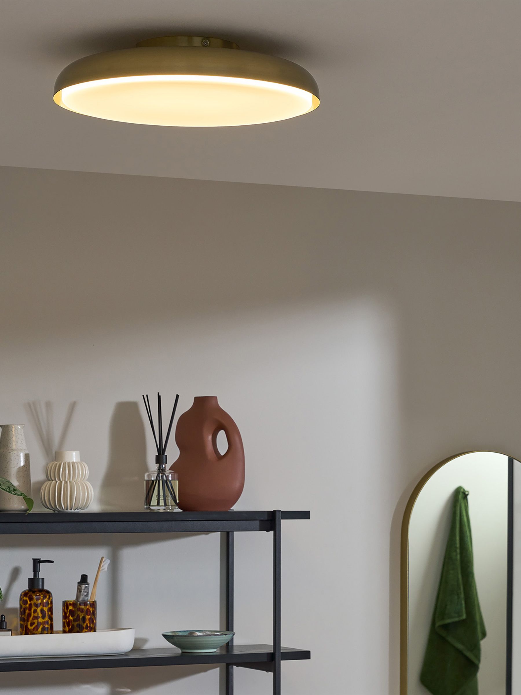 Nura Flush Bathroom Light in Brass Made