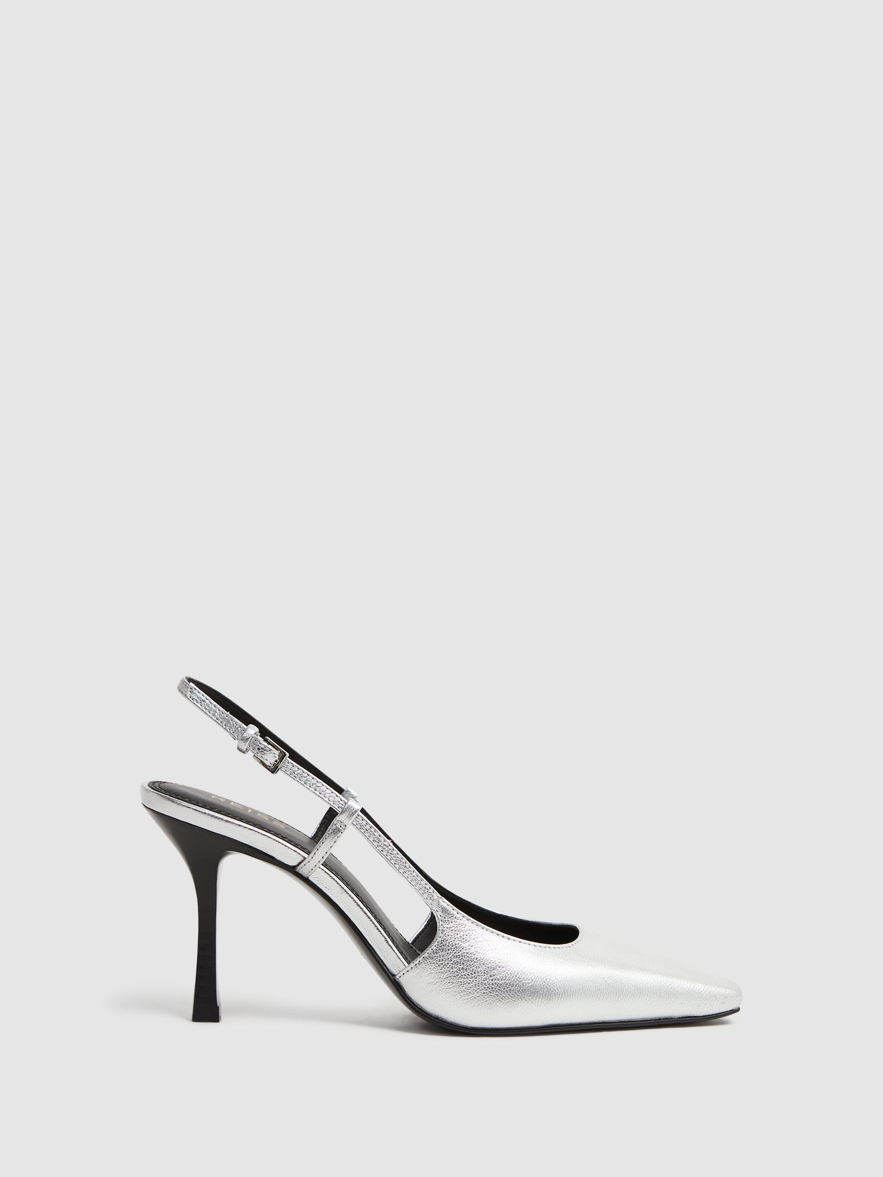 Metallic Slingback Heels in Silver - Image 1 of 5