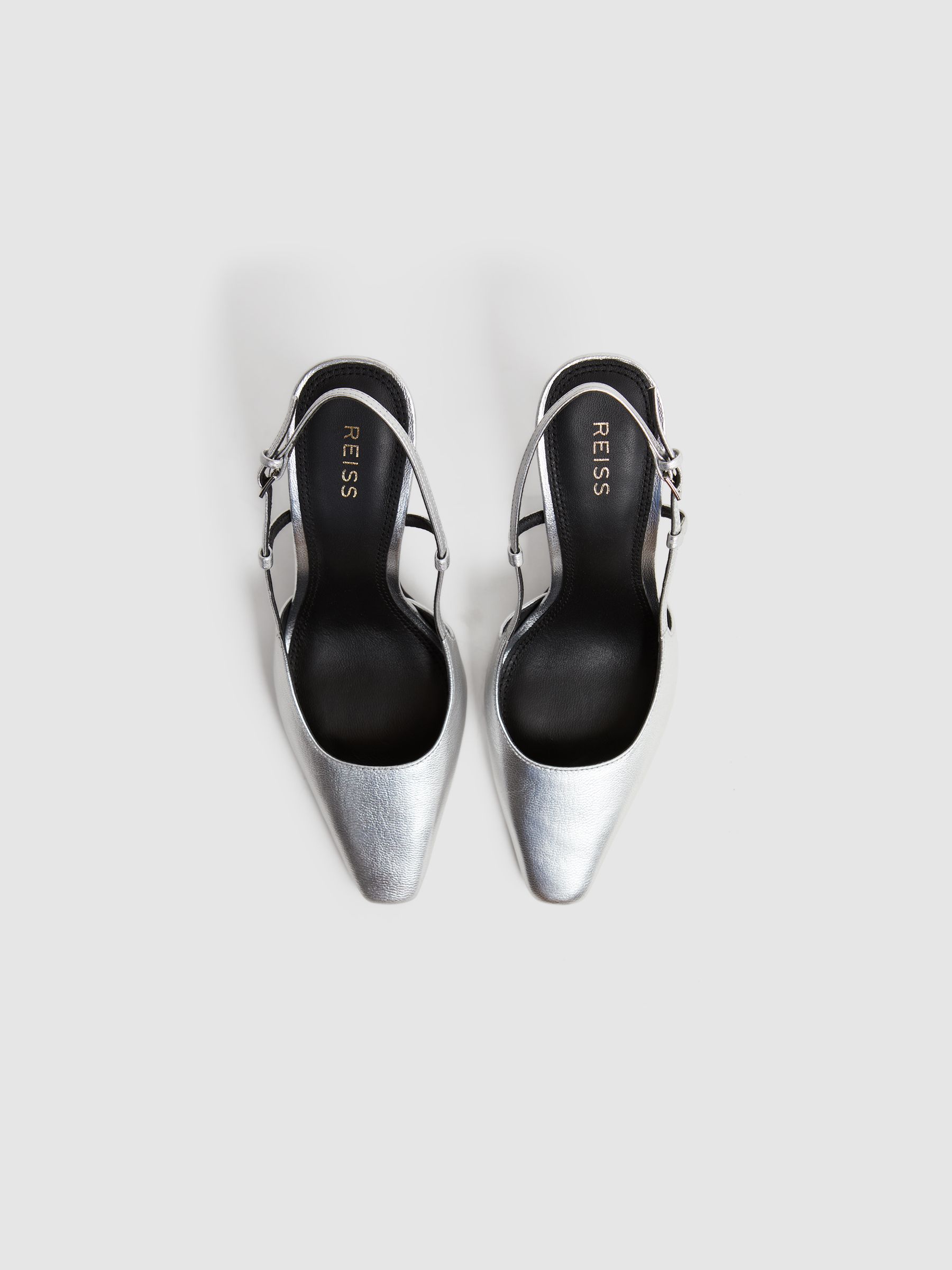 Metallic Slingback Heels in Silver - Image 3 of 5