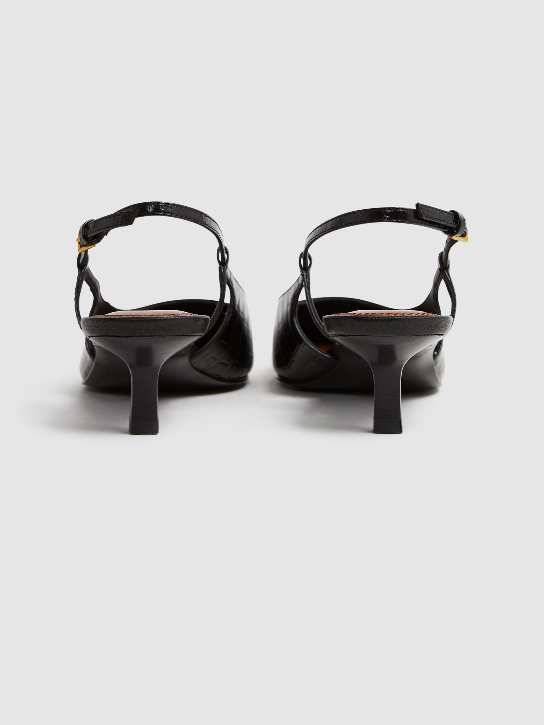 Leather Slingback Heels in Black - Image 4 of 5