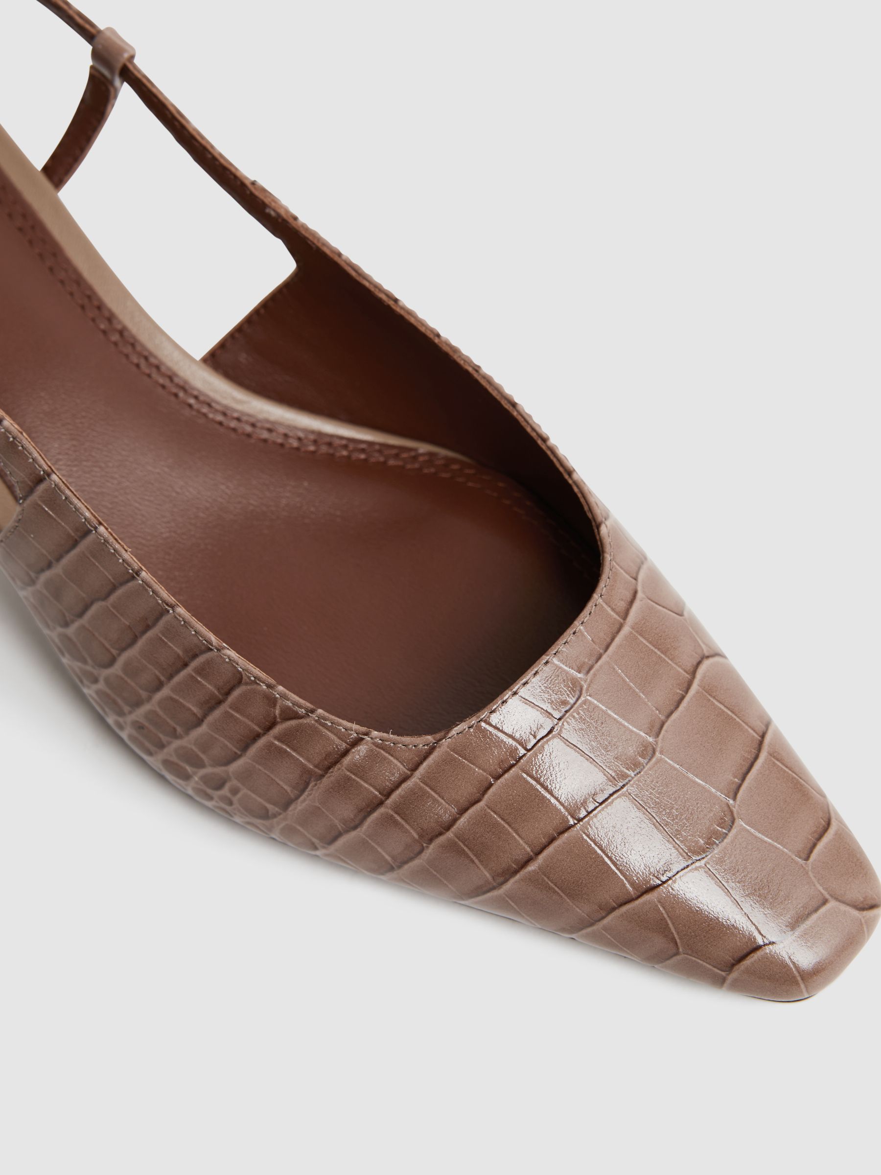 Leather Slingback Heels in Taupe - Image 5 of 5