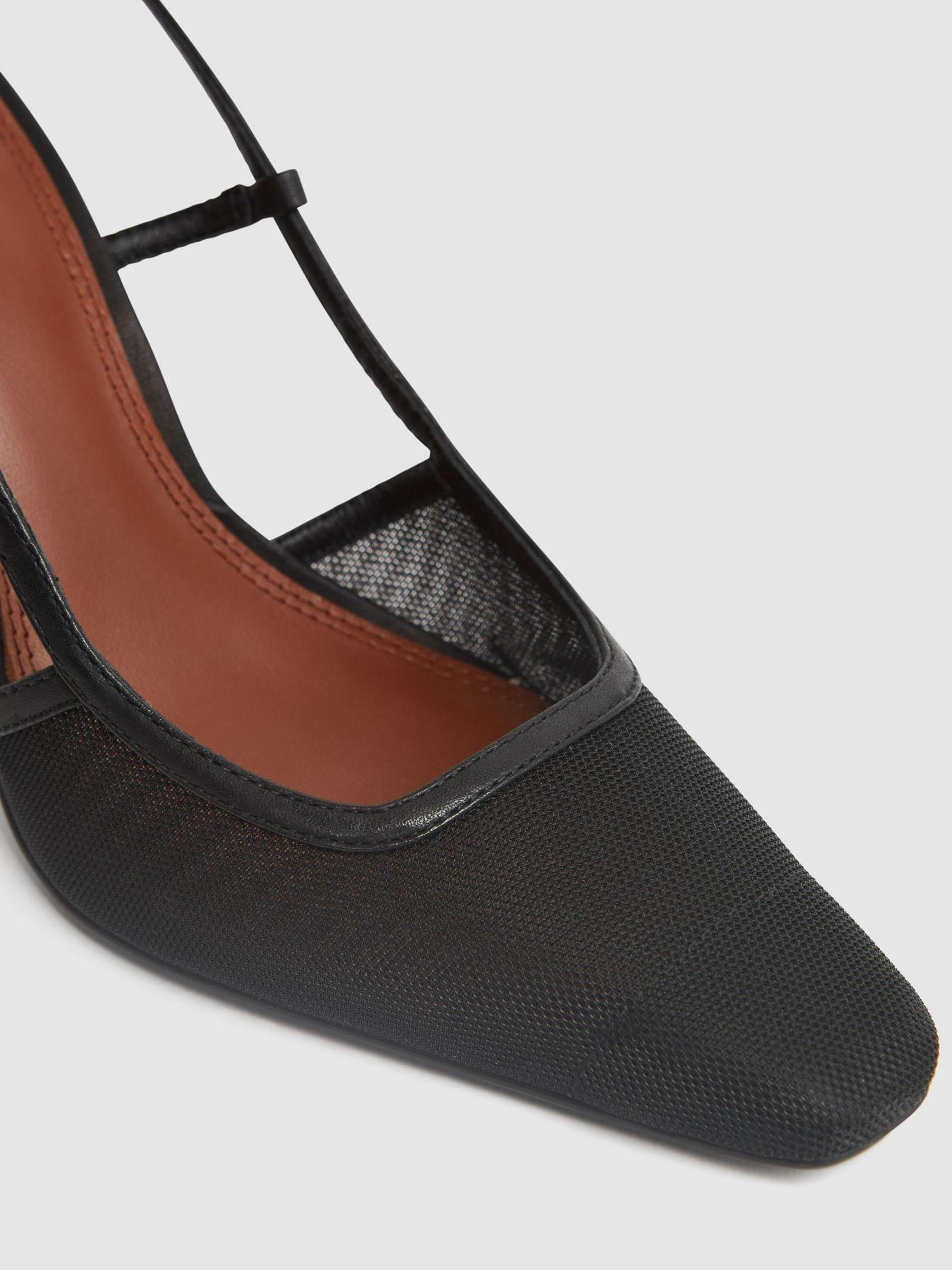 Leather Mesh Slingback Heels in Black - Image 5 of 5