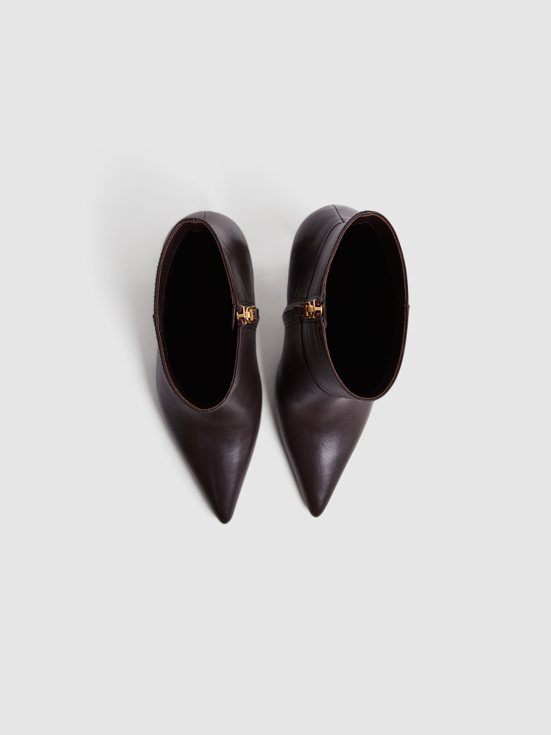 Leather Heeled Ankle Boots in Burgundy - Image 3 of 5