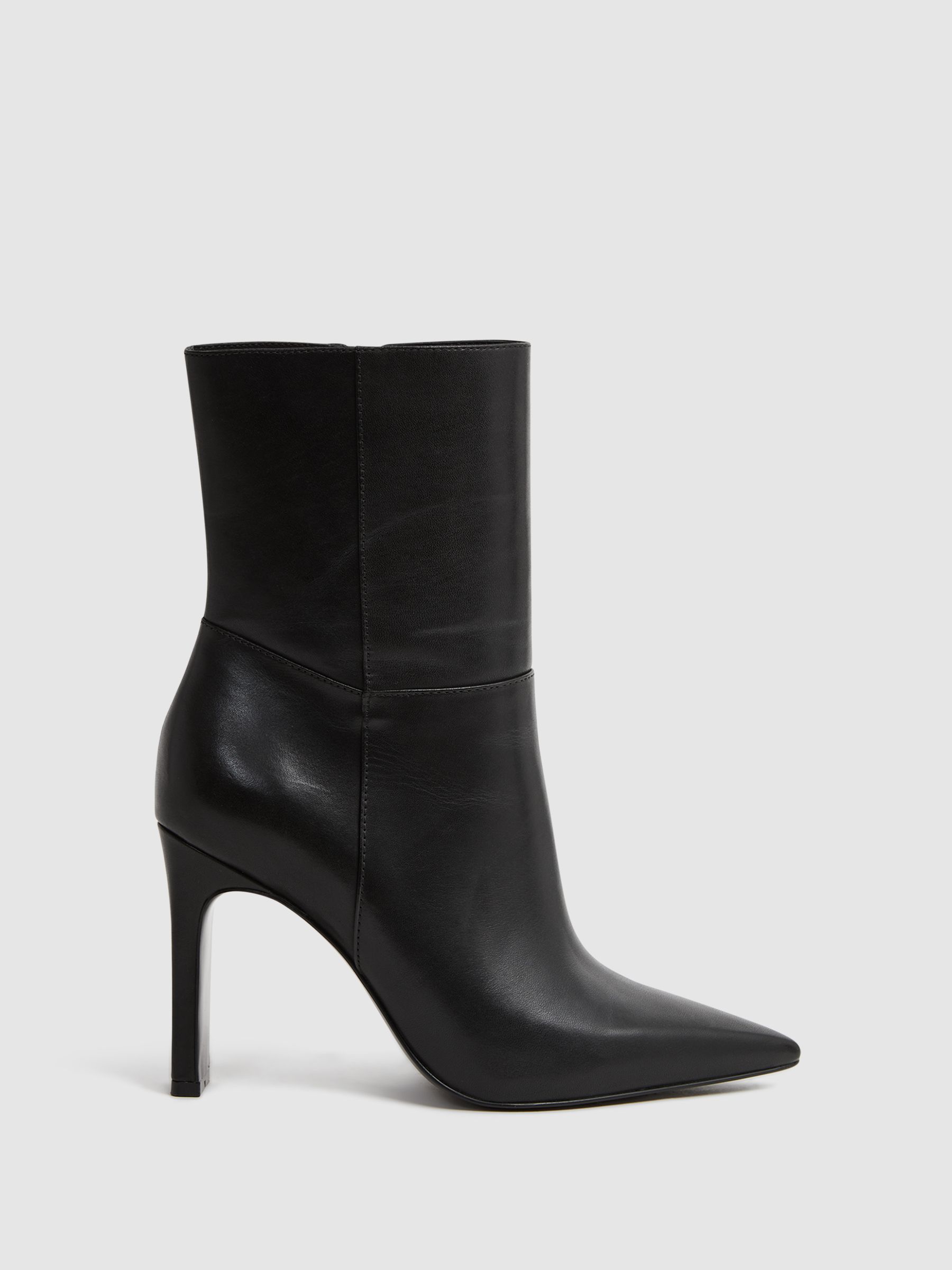 Leather Heeled Ankle Boots in Black - Image 1 of 5