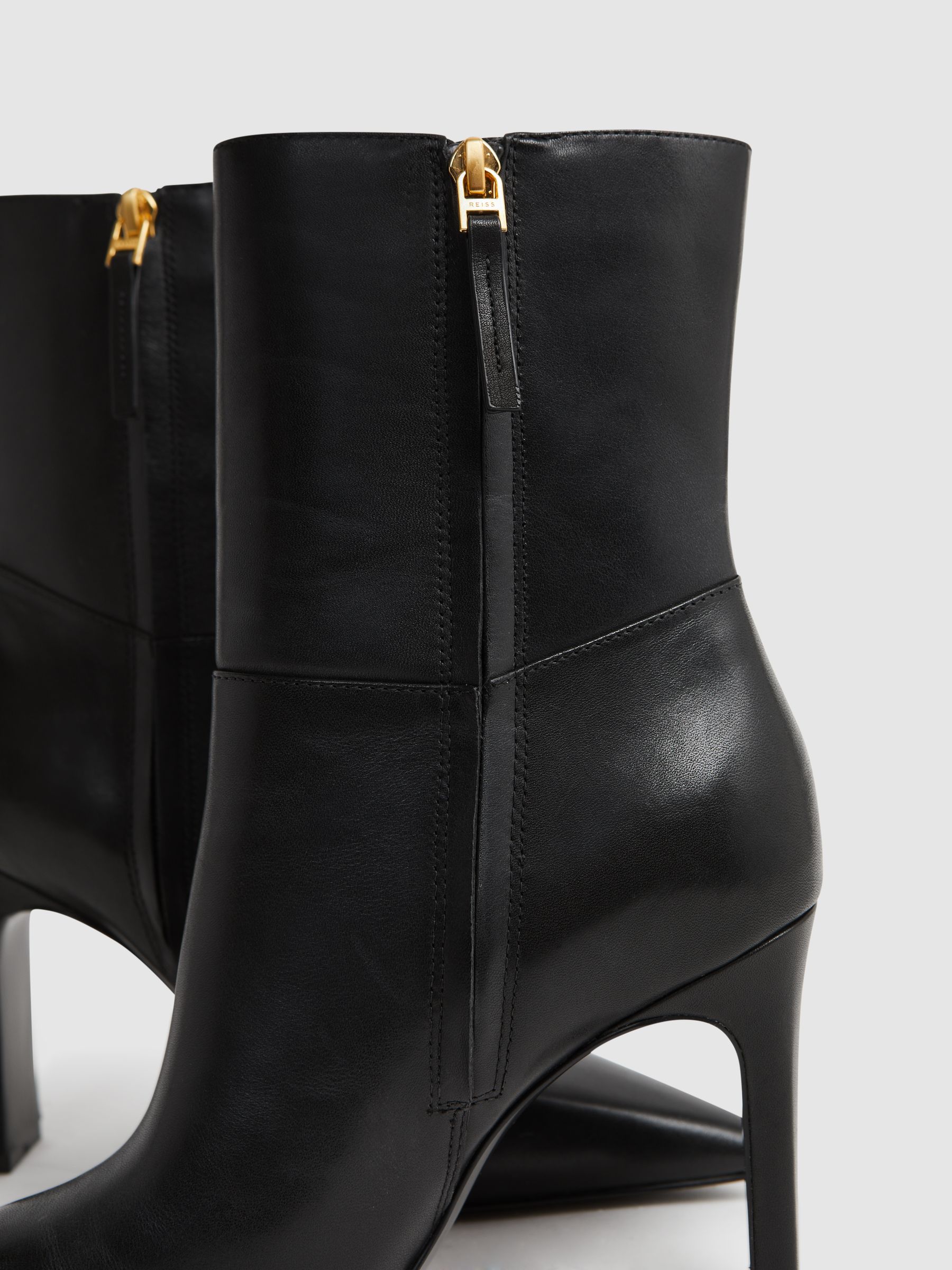 Leather Heeled Ankle Boots in Black - Image 5 of 5