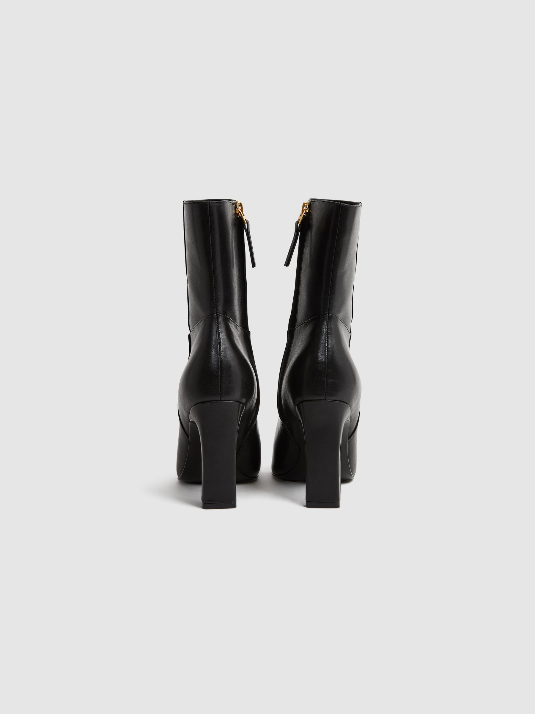 Leather Heeled Ankle Boots in Black - Image 9 of 10