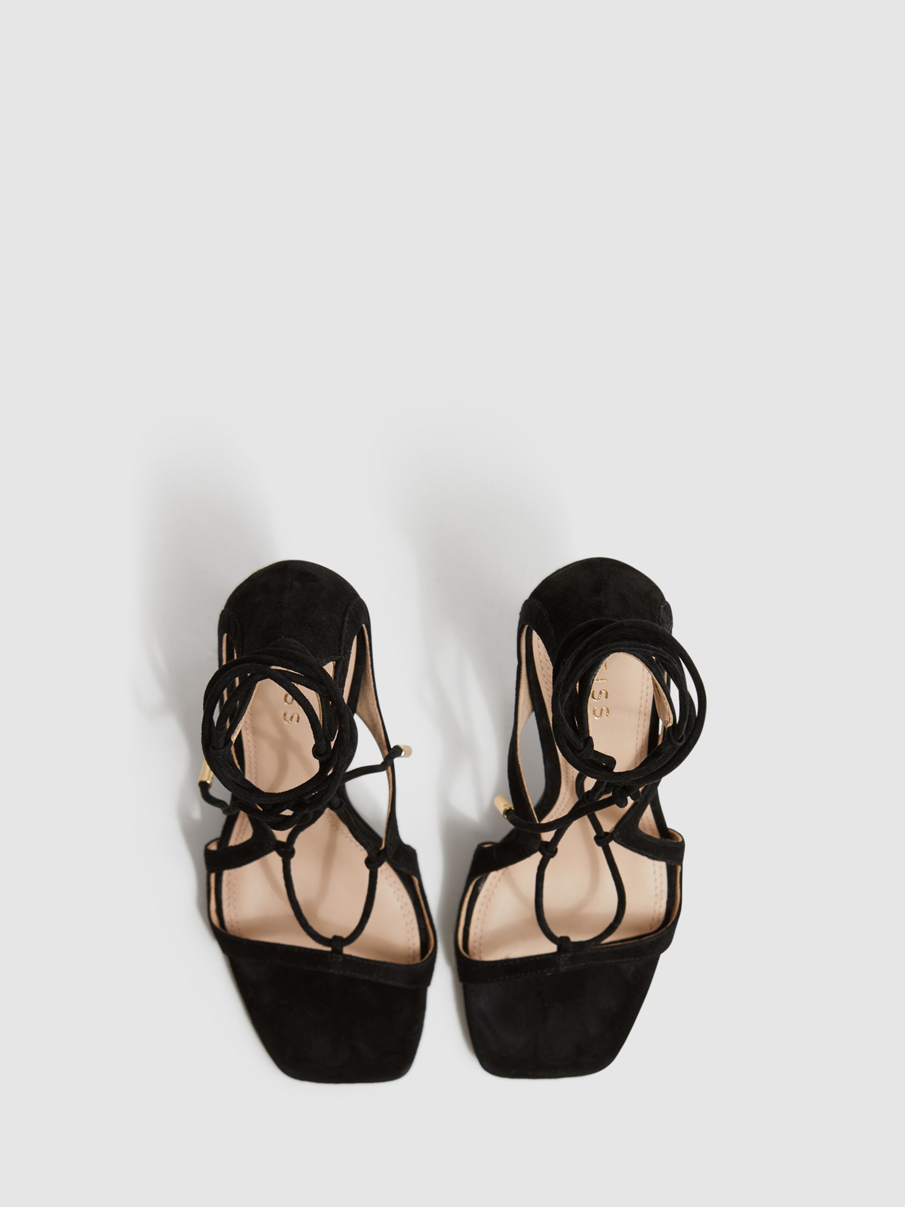 Leather Strappy High Heel Sandals in Black - Image 3 of 4
