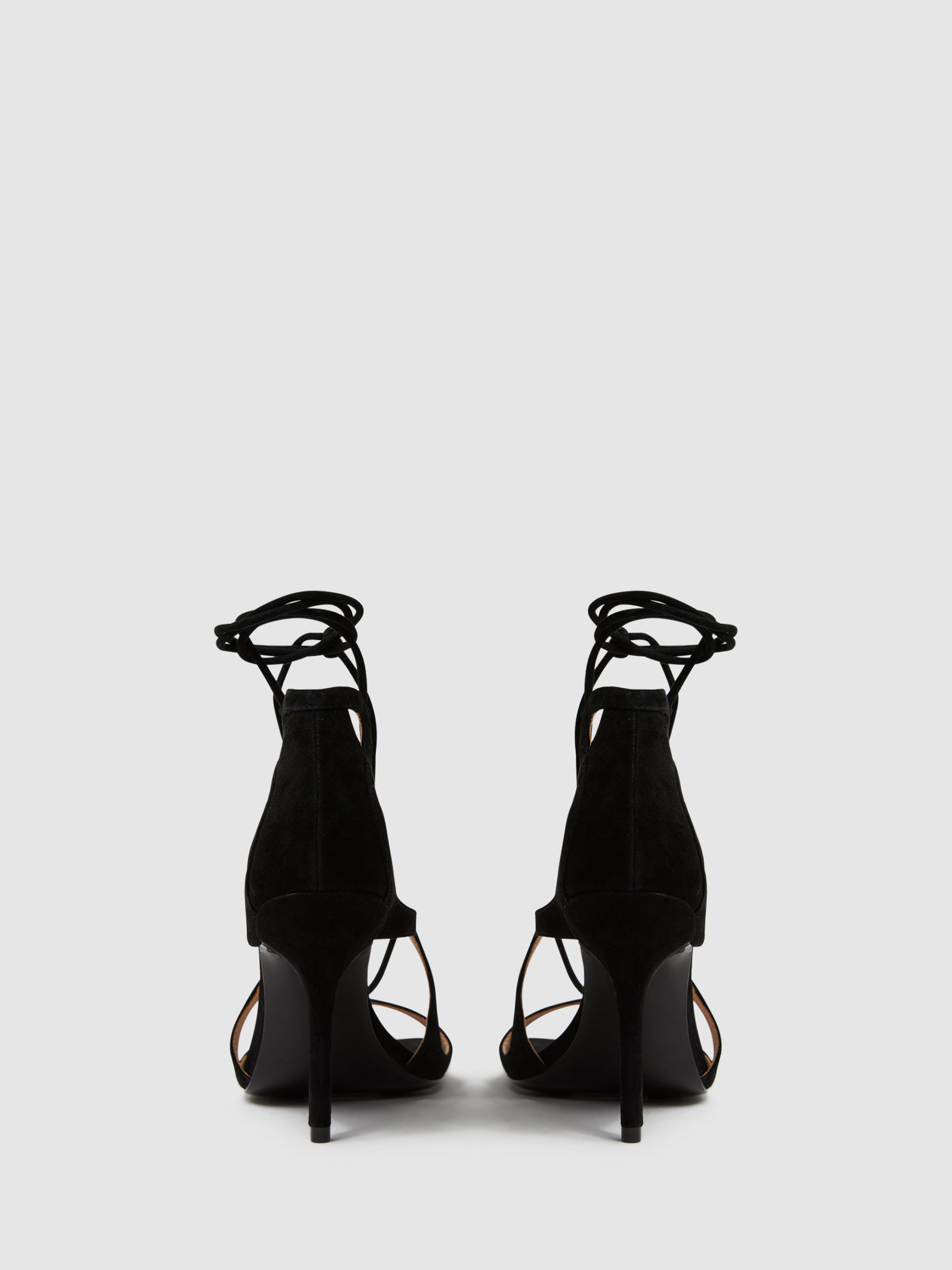 Leather Strappy High Heel Sandals in Black - Image 4 of 4
