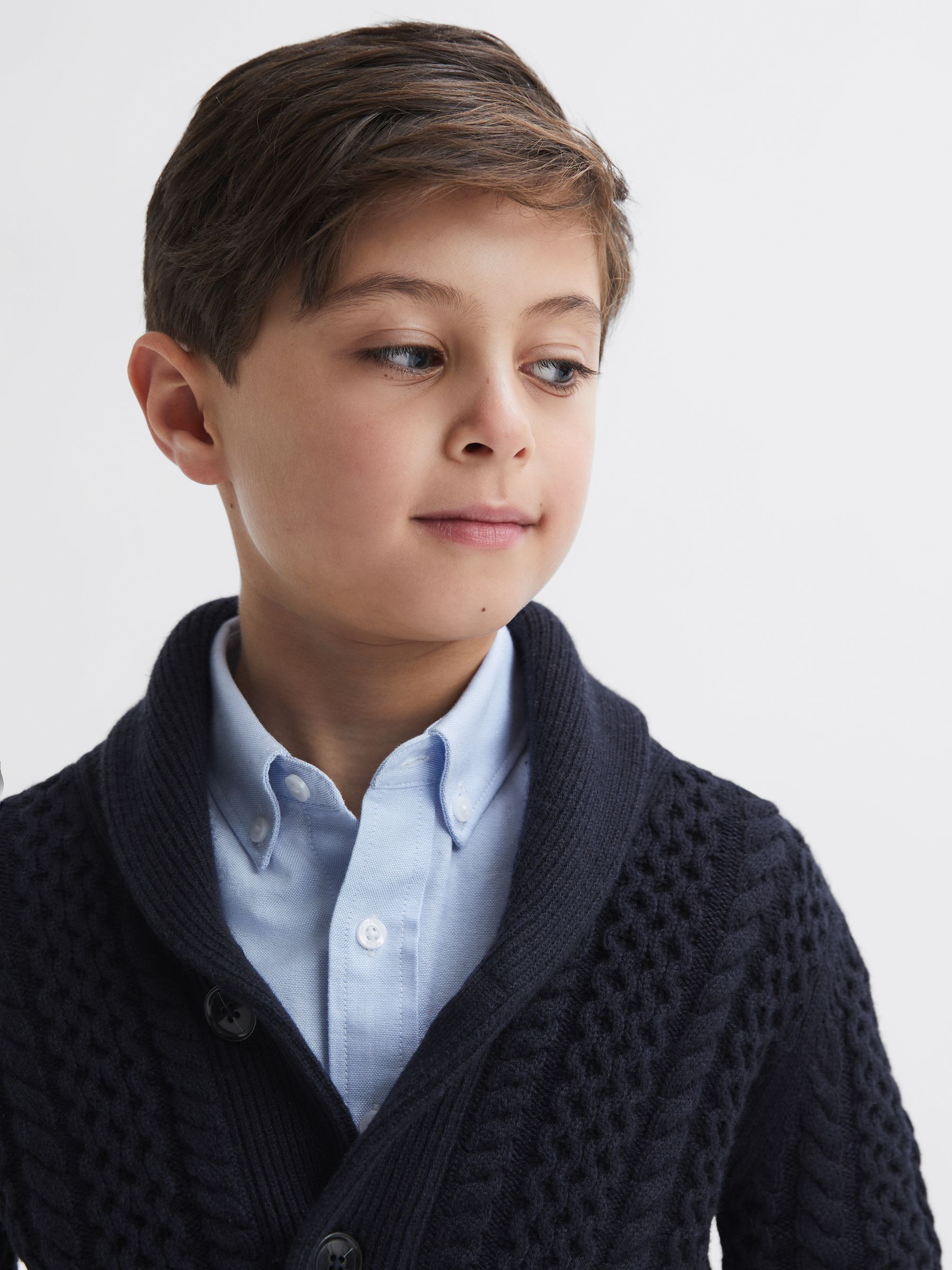 Senior Cable Knitted Cardigan in Navy - Image 4 of 6