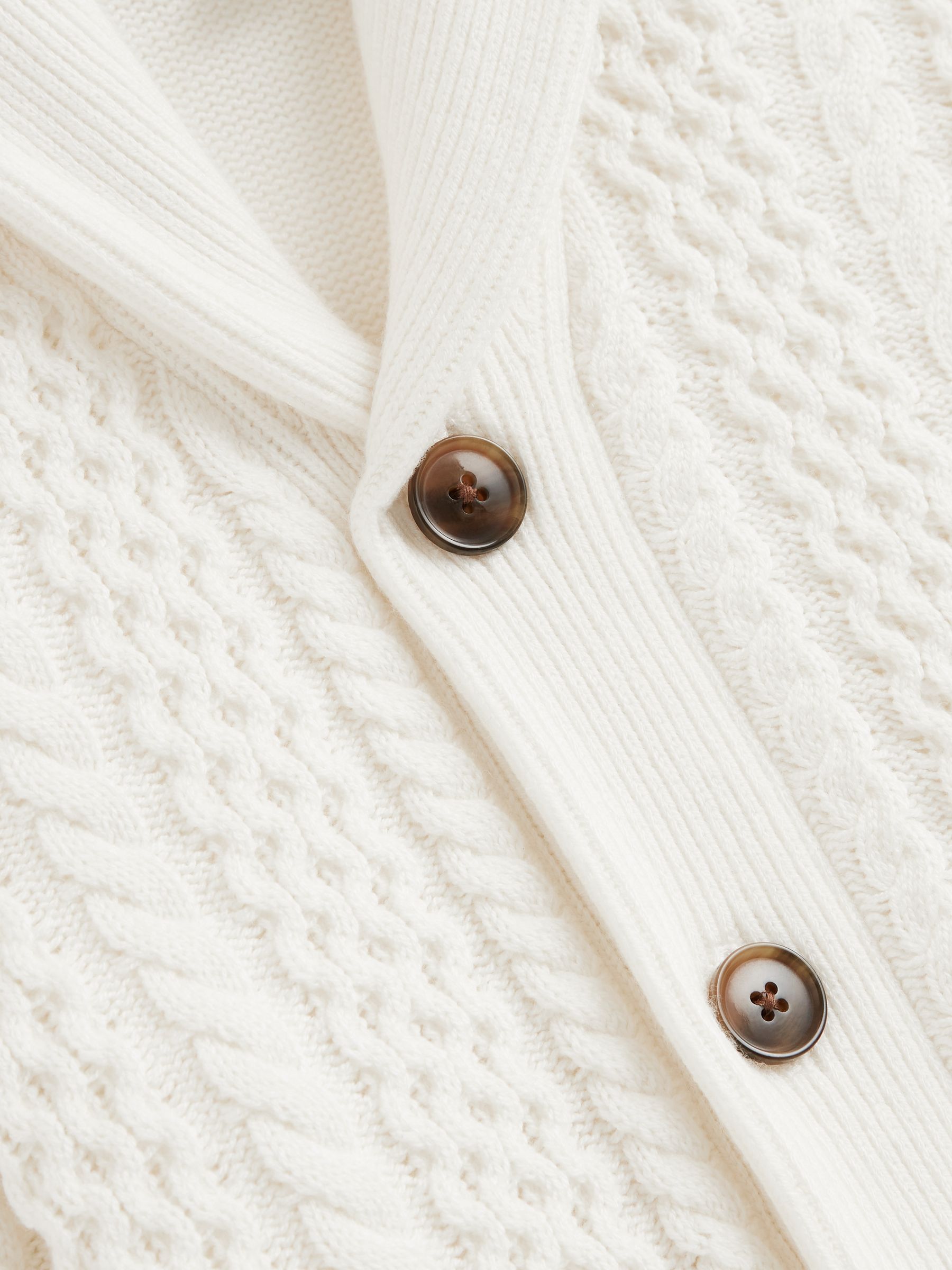 Senior Cable Knitted Cardigan in Ecru - Image 6 of 6