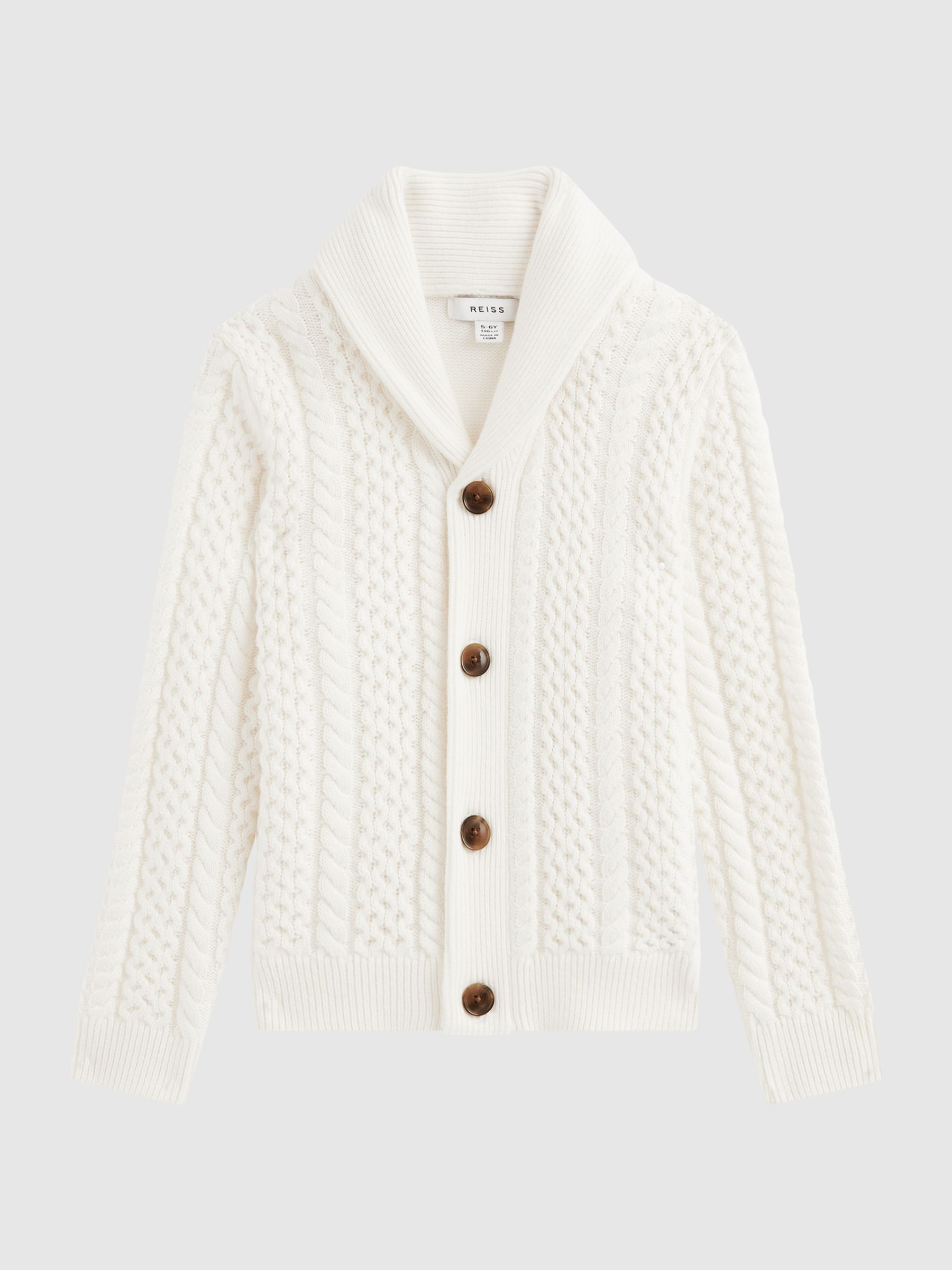 Junior Cable Knitted Cardigan in Ecru - Image 2 of 6