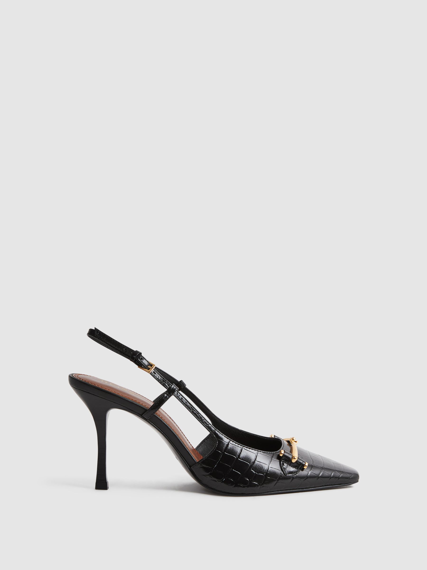 Leather Slingback Heels in Black - Image 1 of 5