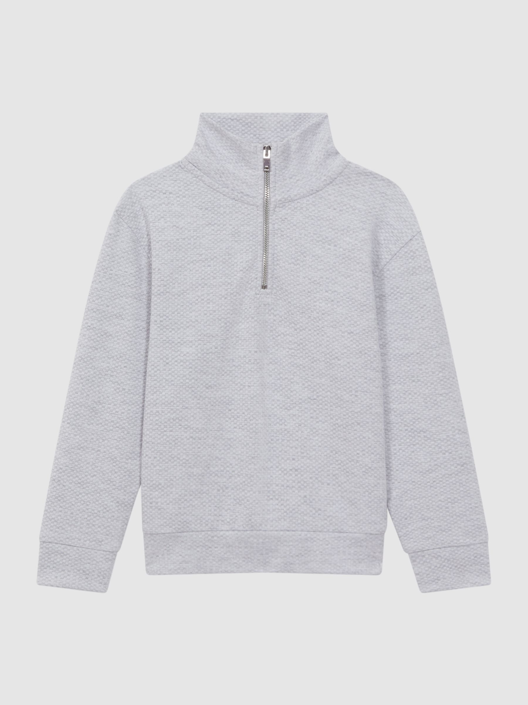 Senior Textured Half-Zip Funnel Neck Top in Soft Grey - Image 2 of 5