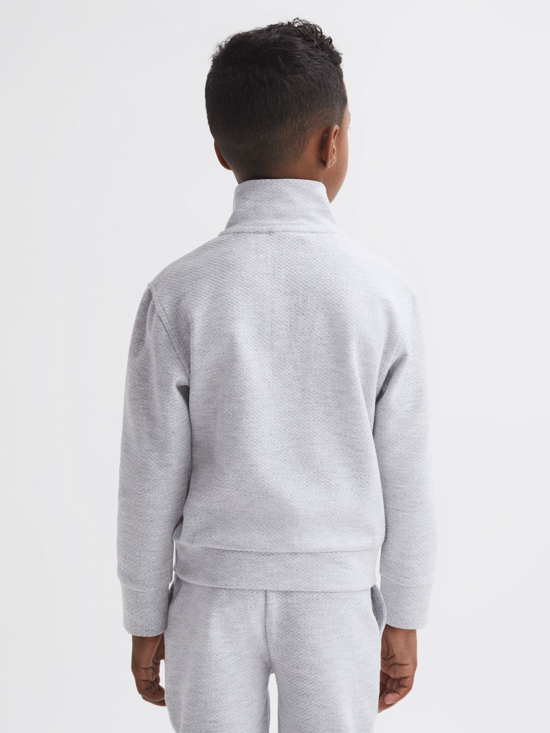 Senior Textured Half-Zip Funnel Neck Top in Soft Grey - Image 4 of 5