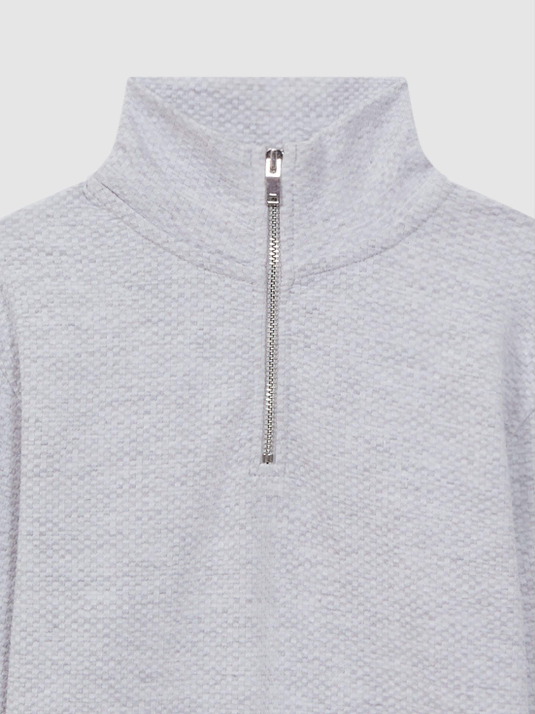 Senior Textured Half-Zip Funnel Neck Top in Soft Grey - Image 5 of 5