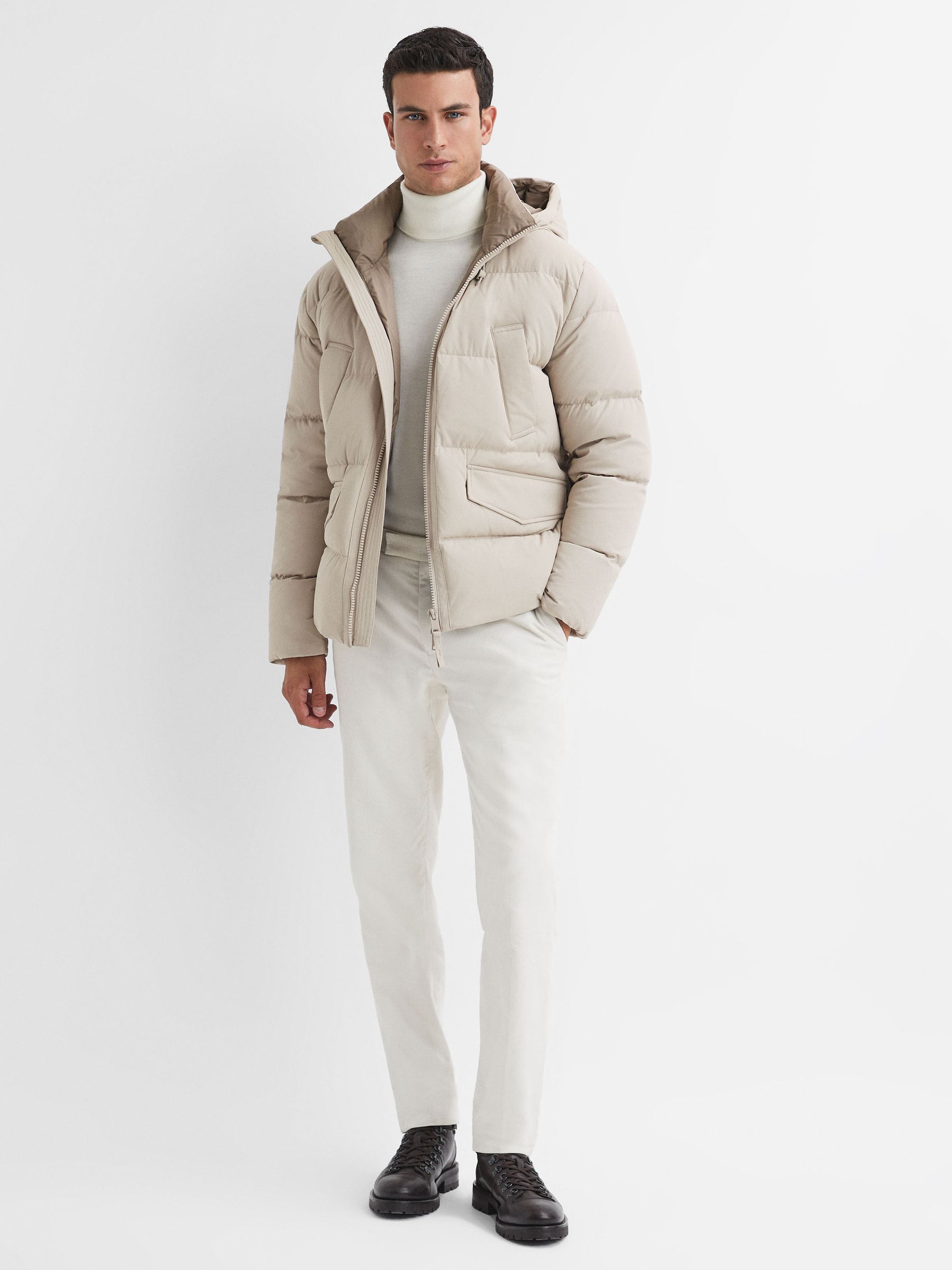 Short Puffer Jacket in Stone - Image 3 of 5