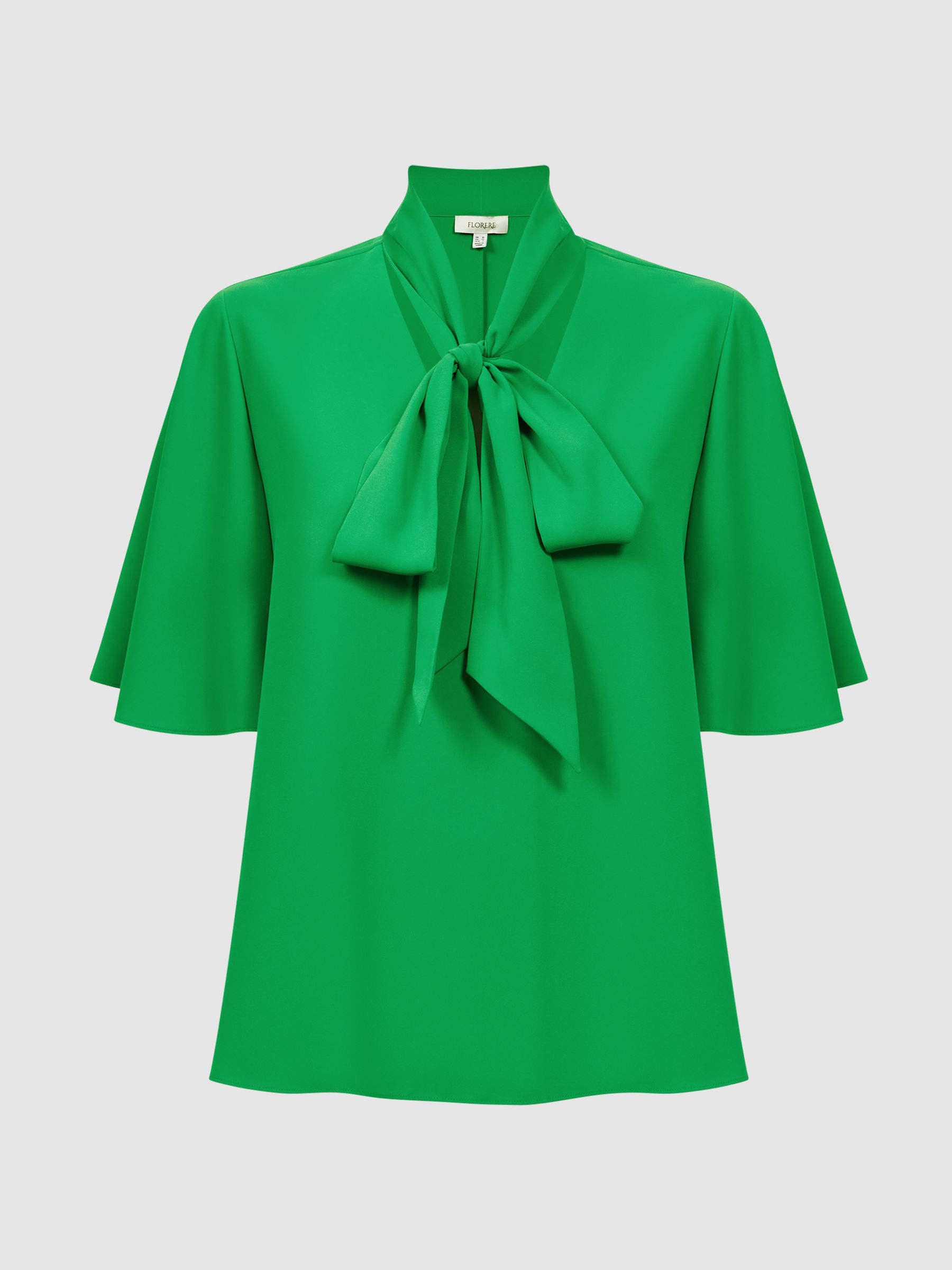Florere Tie Neck Blouse in Bright Green - Image 2 of 5