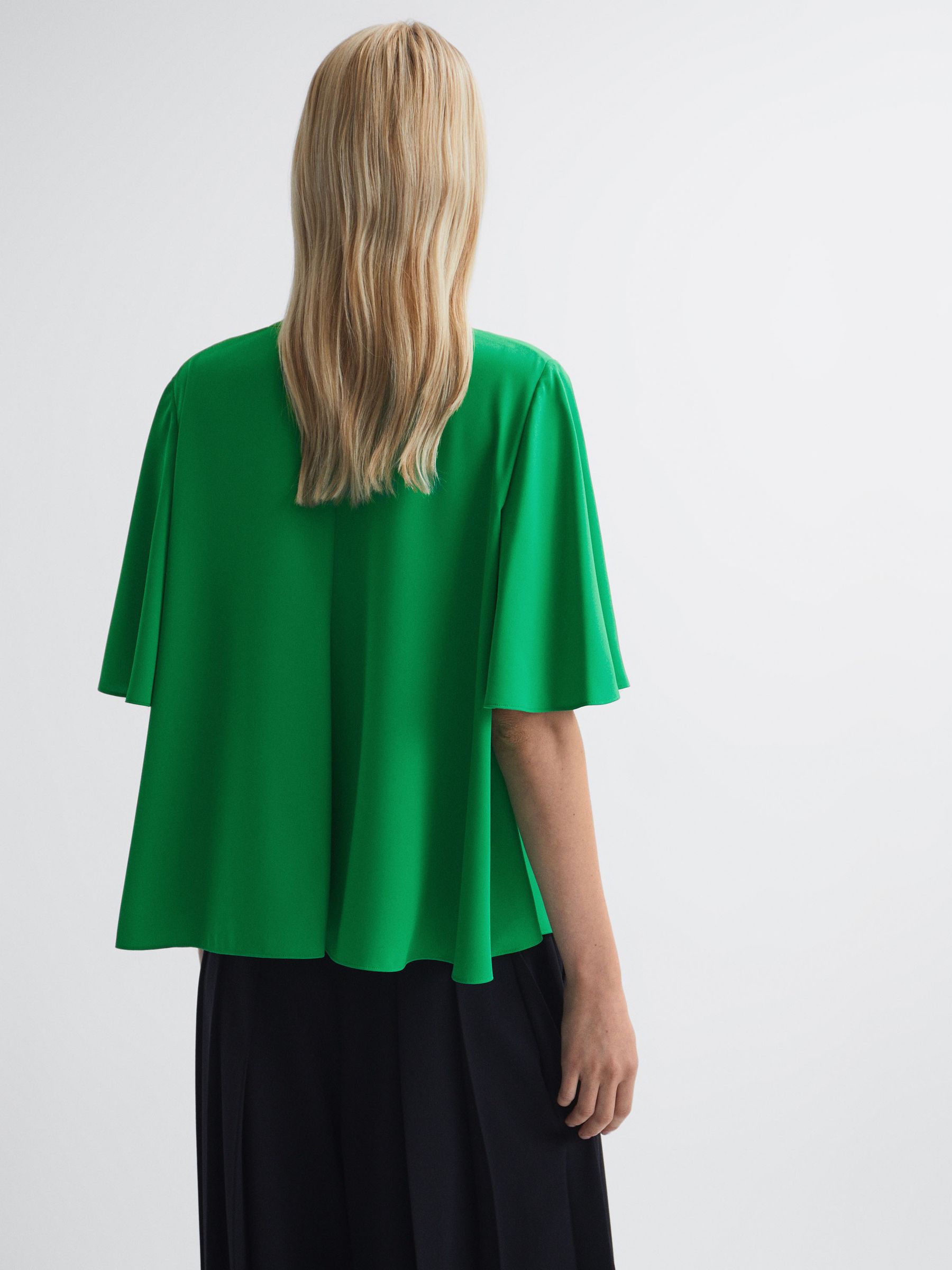 Florere Tie Neck Blouse in Bright Green - Image 4 of 5