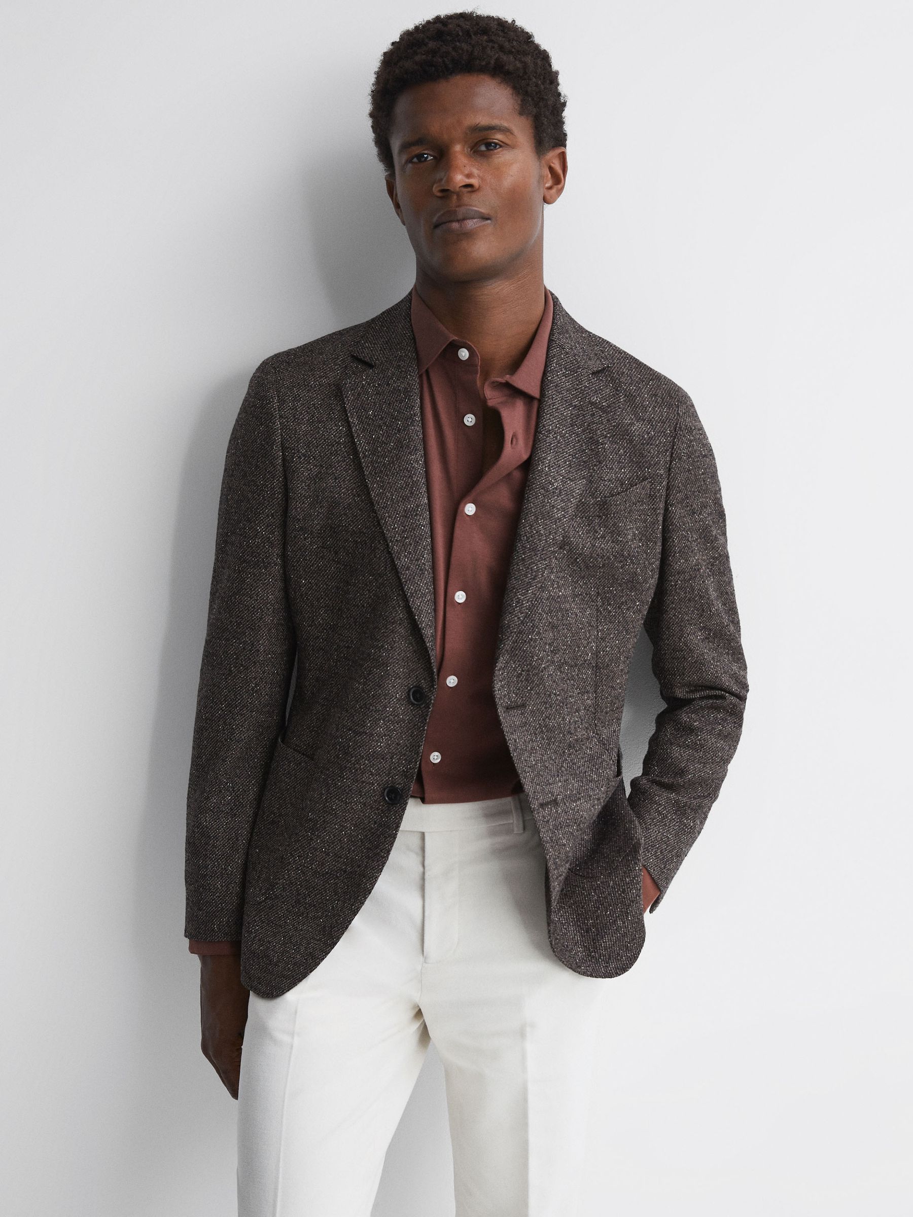 Slim Fit Mercerised Cotton Jersey Shirt in Copper - Image 3 of 5