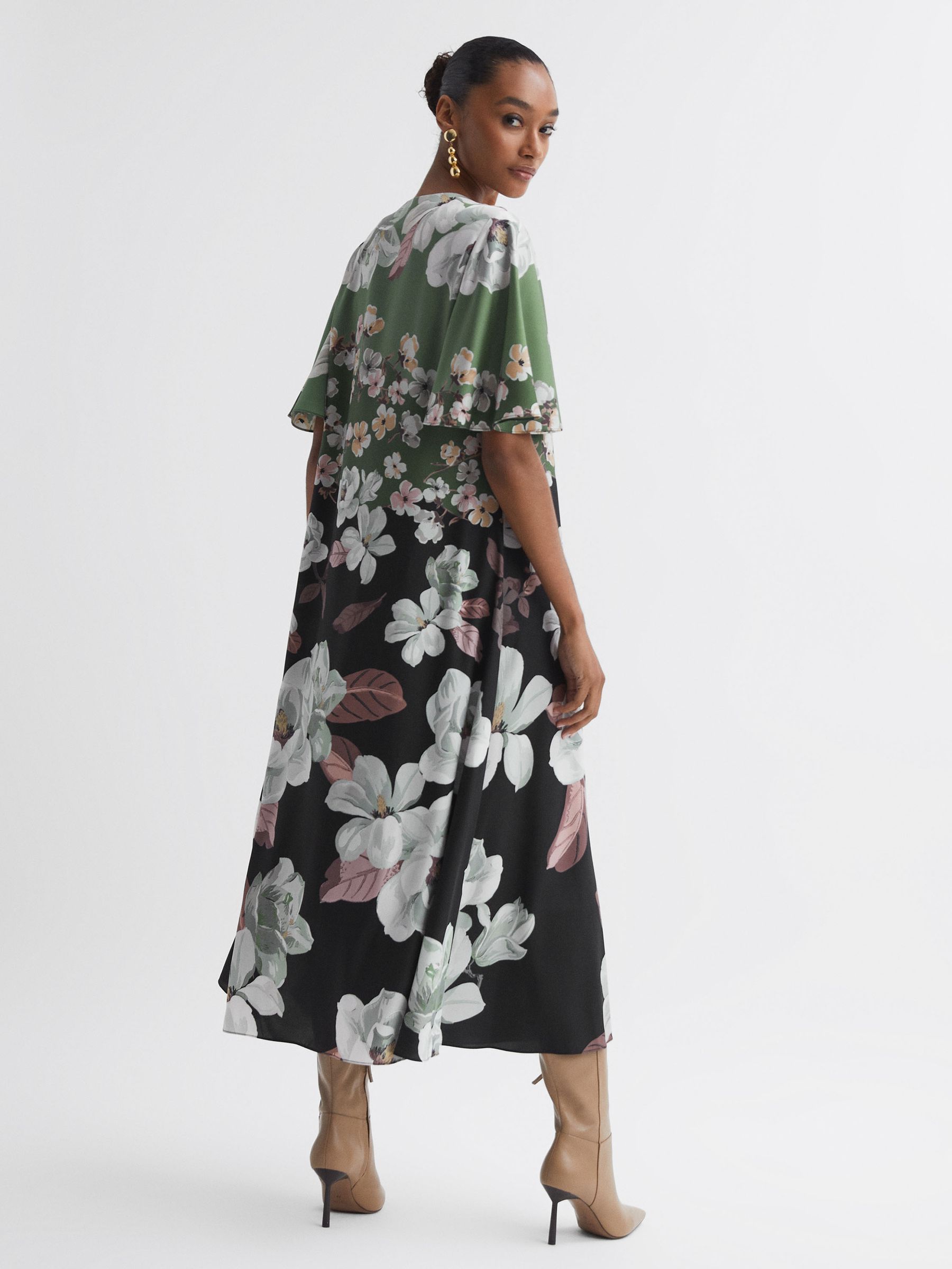 Florere Floral Relaxed Midi Dress in Black - Image 3 of 6