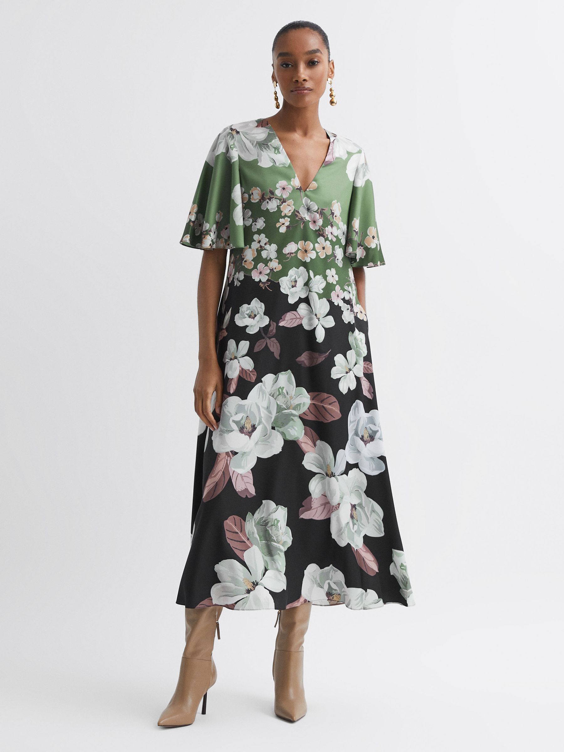 Florere Floral Relaxed Midi Dress in Black - Image 5 of 6